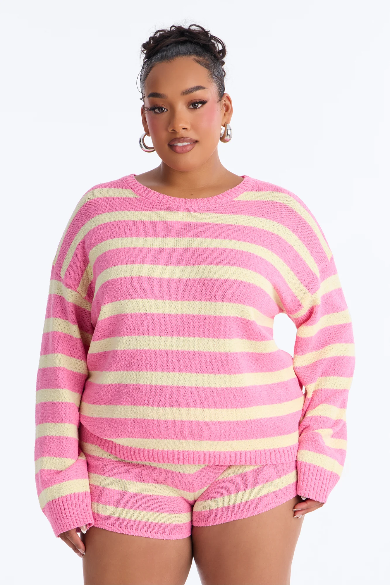 Emely Striped Crochet Short Set - Pink/combo - Image 6