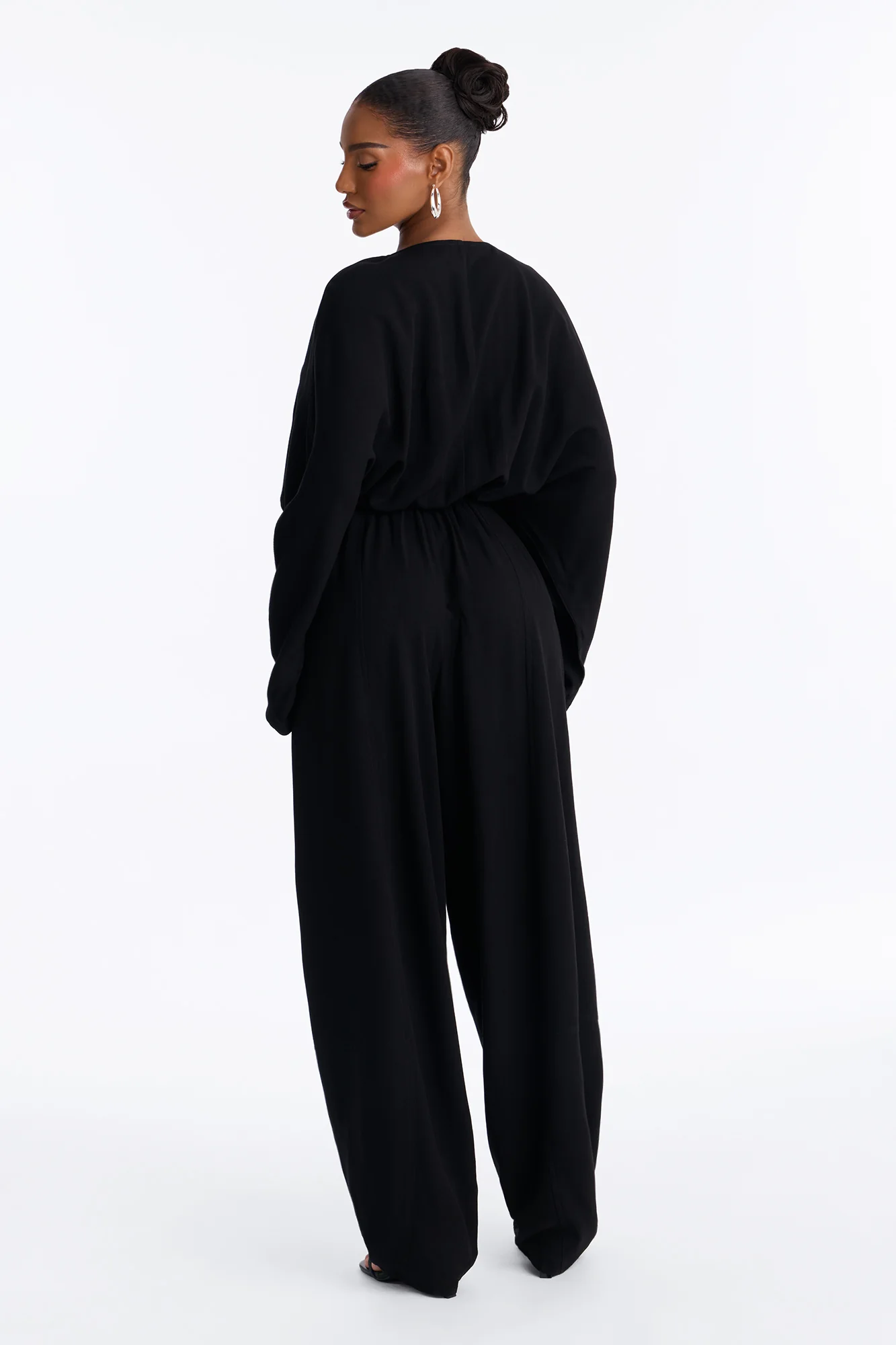 Emery Linen Straight Leg Jumpsuit - Black - Image 3