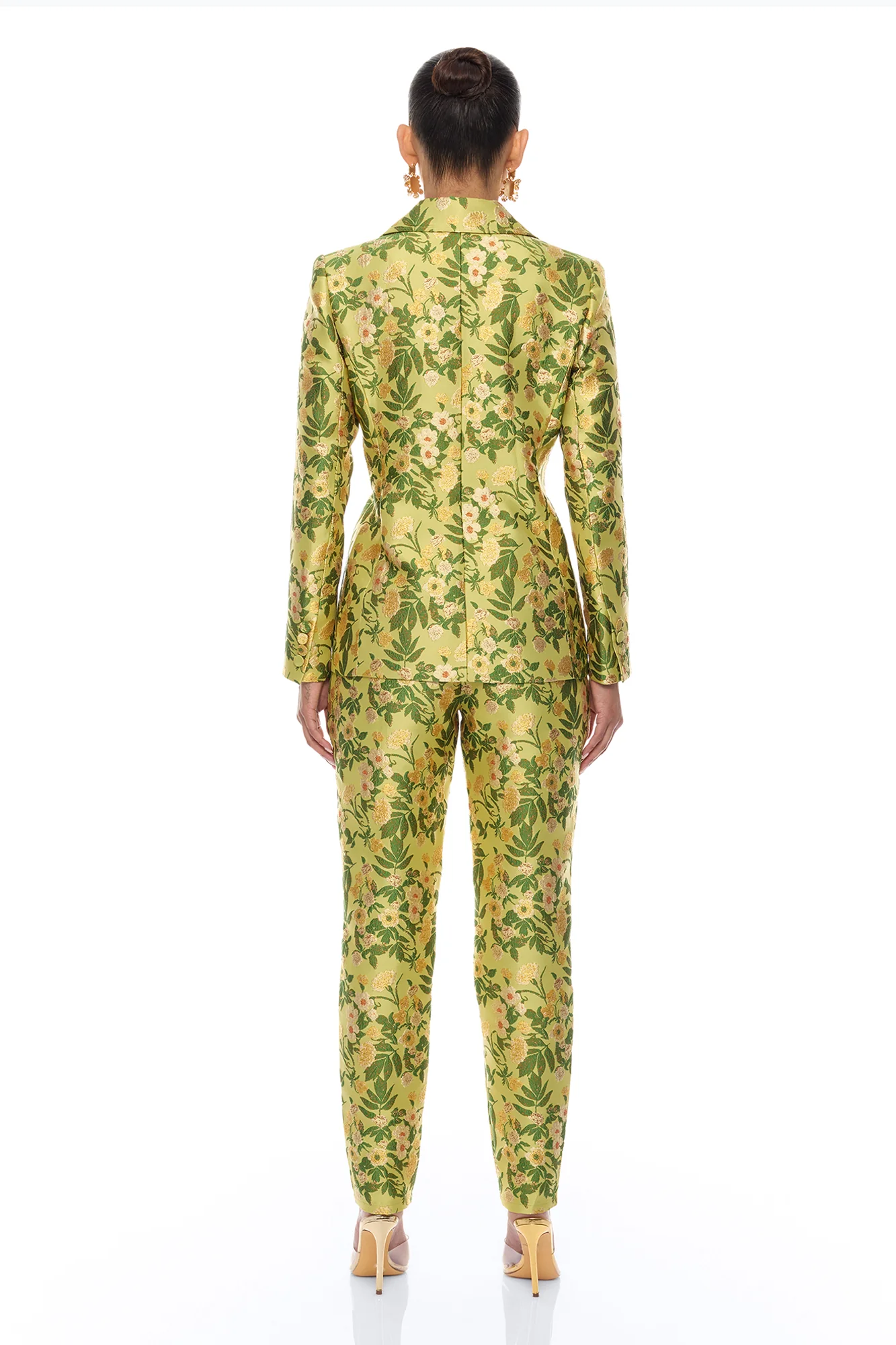 Emilee Jacquard Blazer Pant Set - Chartreuse - Image 4