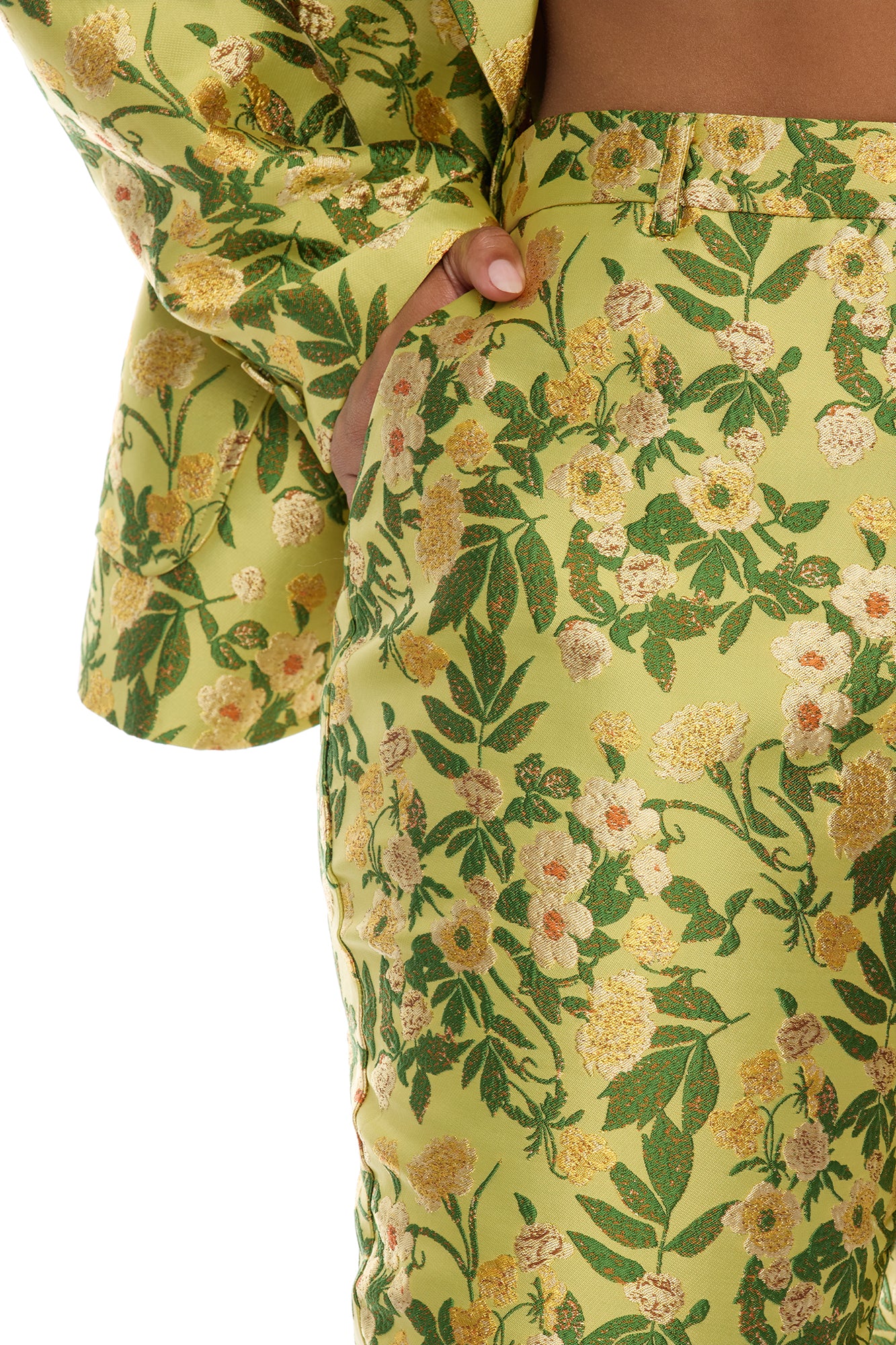 Emilee Jacquard Blazer Pant Set - Chartreuse - Image 7
