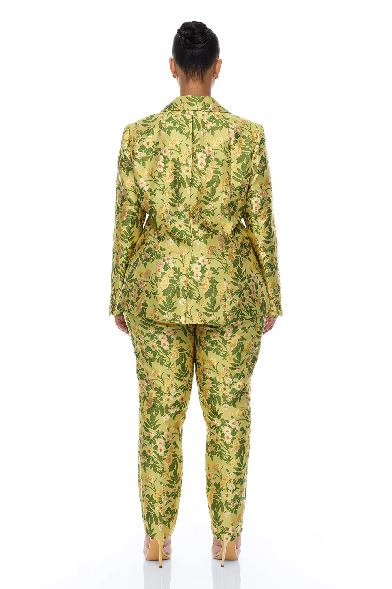 Emilee Jacquard Blazer Pant Set - Chartreuse - Image 8