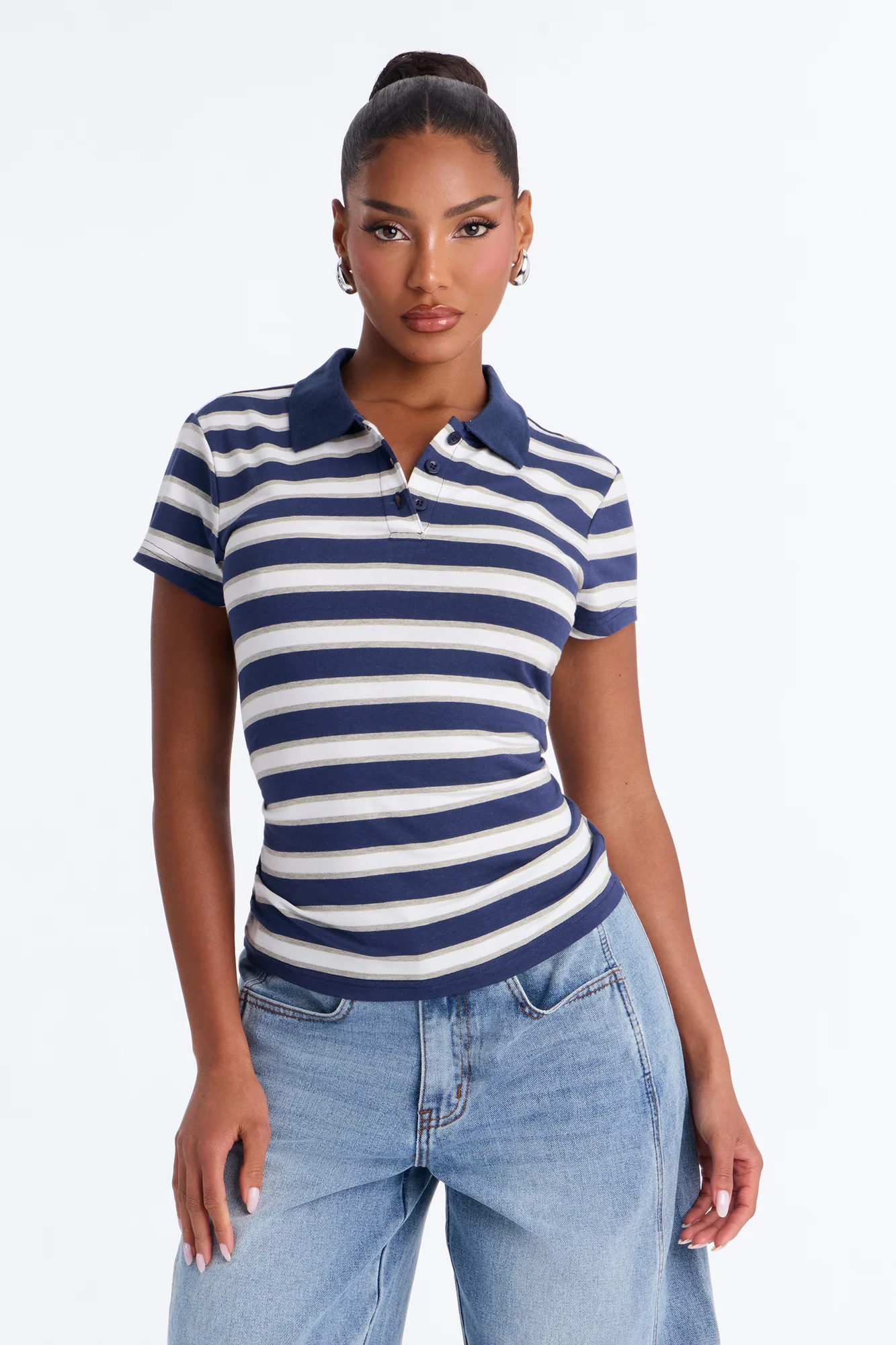 Emily Striped Short Sleeve Polo - Navy/combo - Image 2