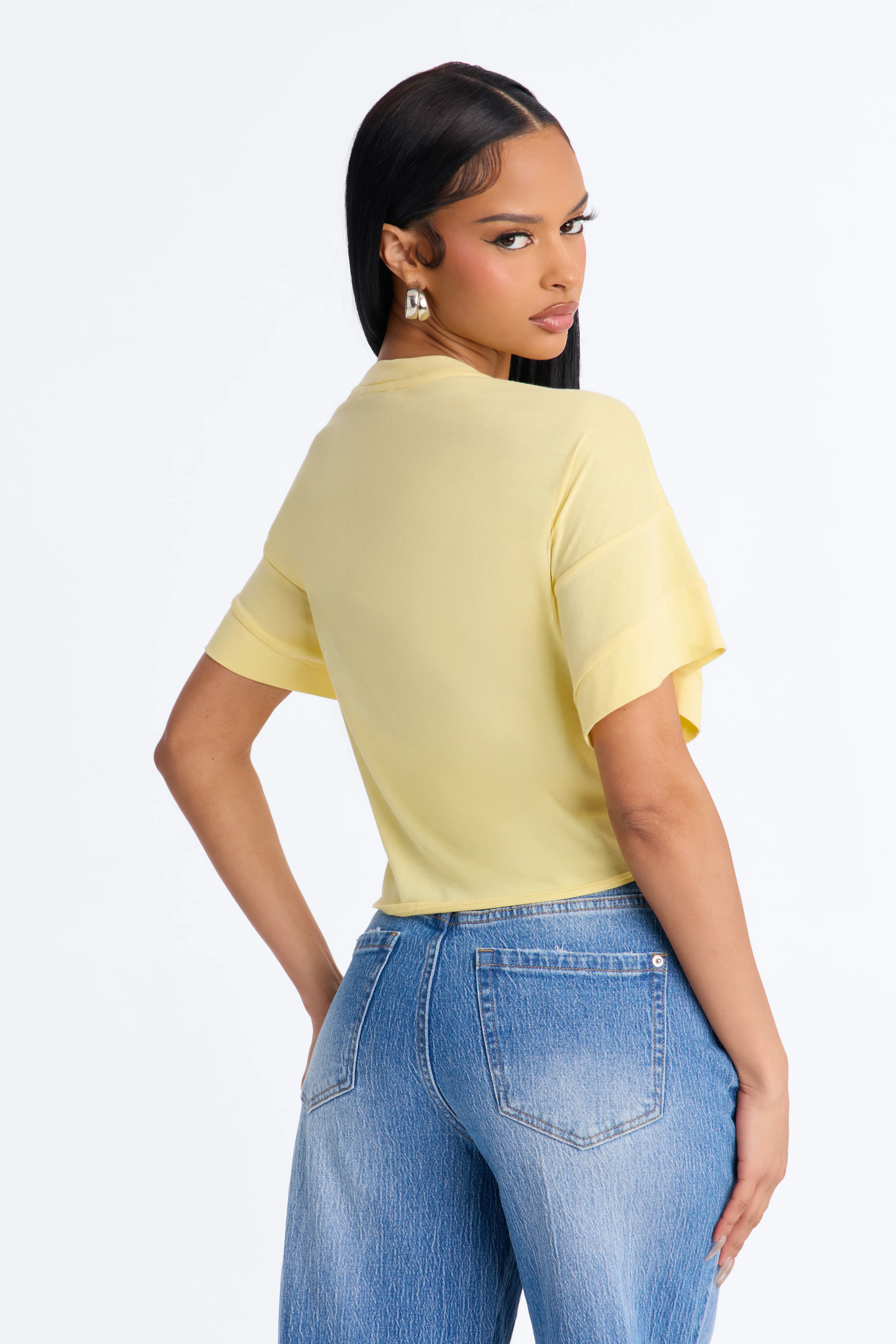Emily Tie Front Top - Butter Yellow - Image 5