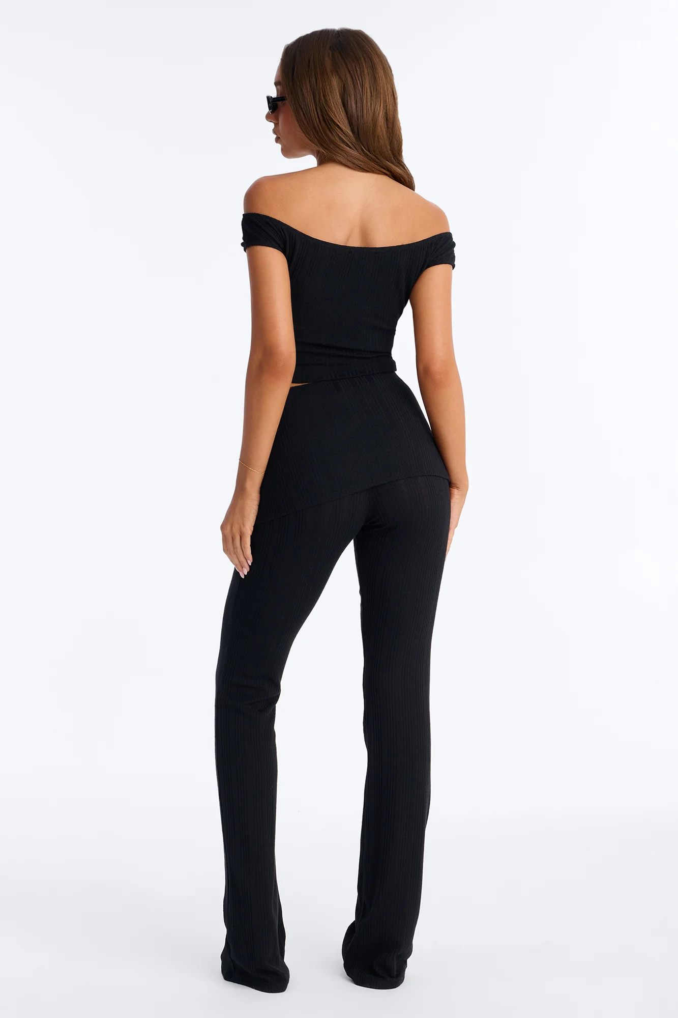 Emma Off Shoulder Belt Pant Set - Black - Image 4