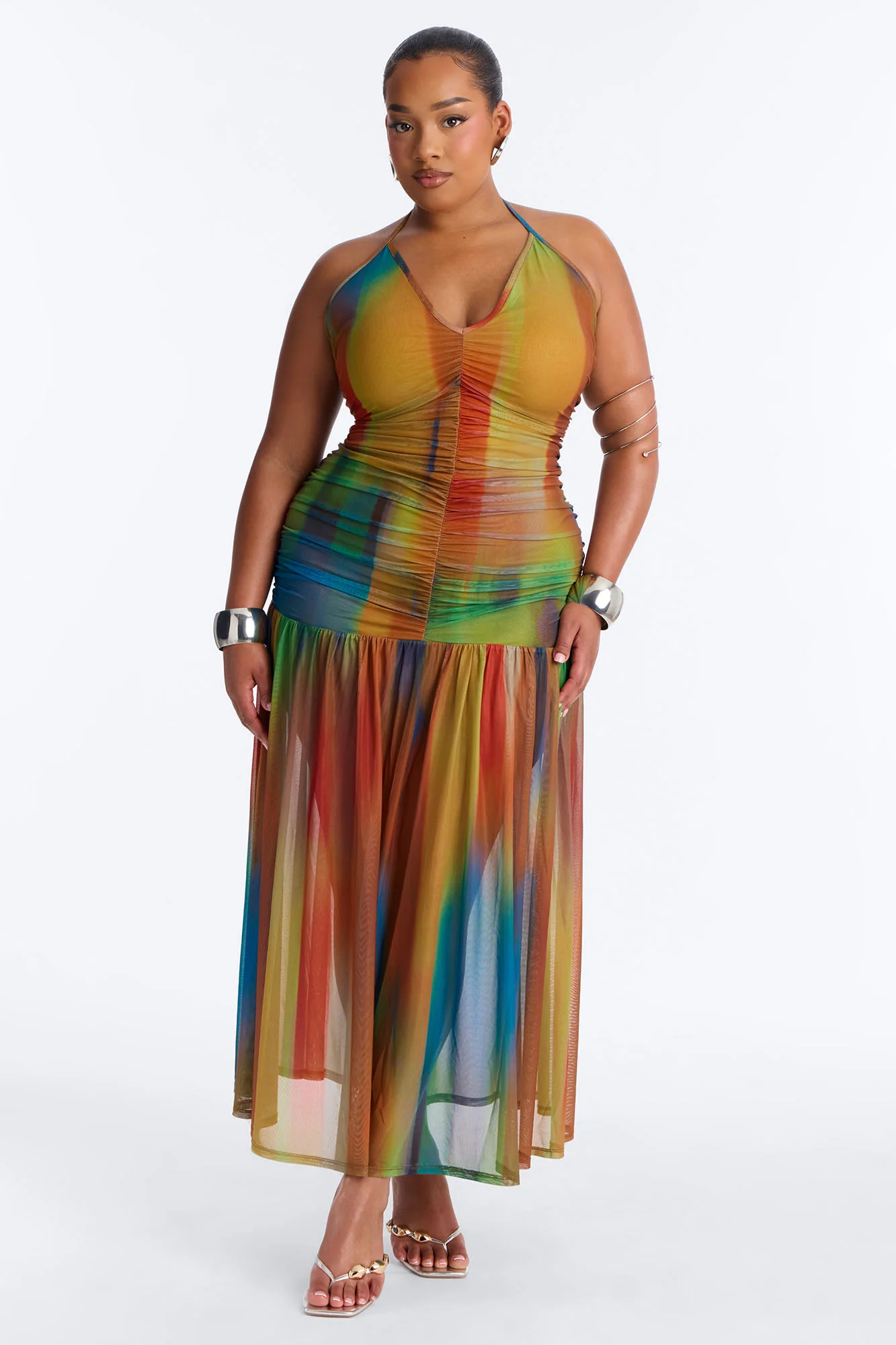 Emma Ombre Mesh Maxi Dress - Multi Color - Image 5