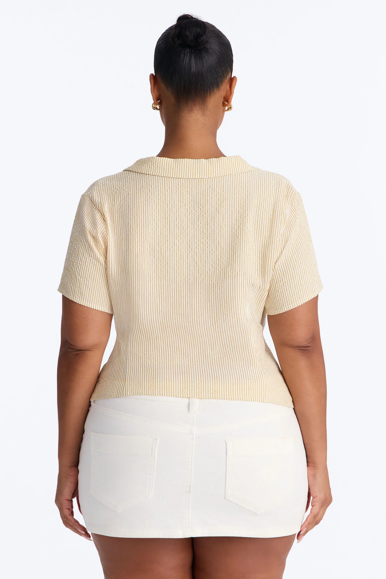 Emma Twist Front Striped Gauze Top - Camel/combo - Image 8