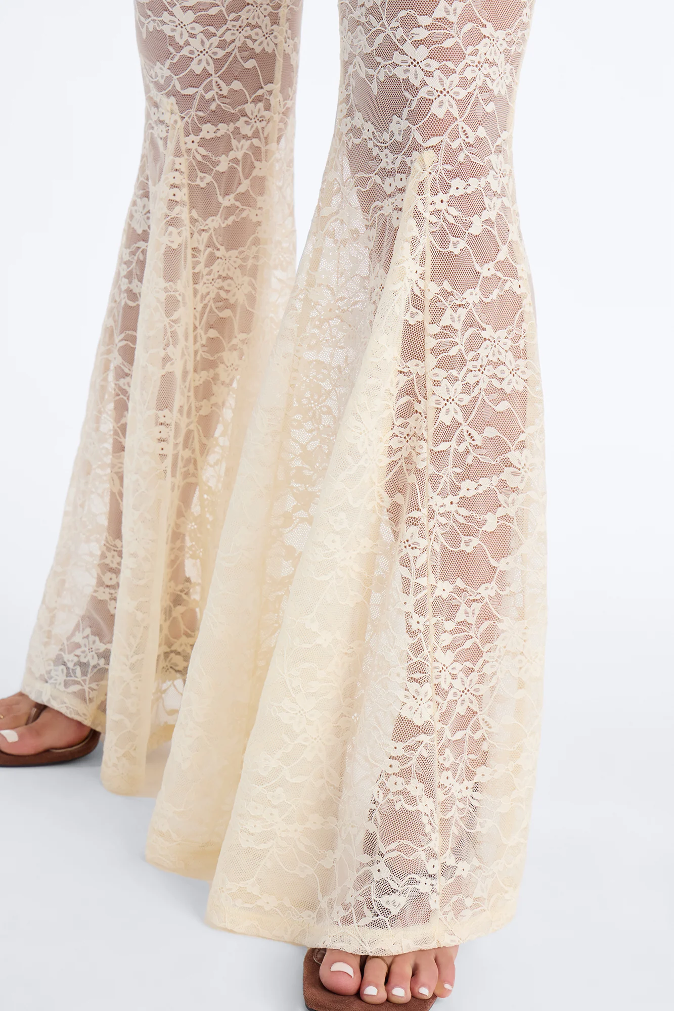 Emmalyn Lace Flare Pant - Cream - Image 4