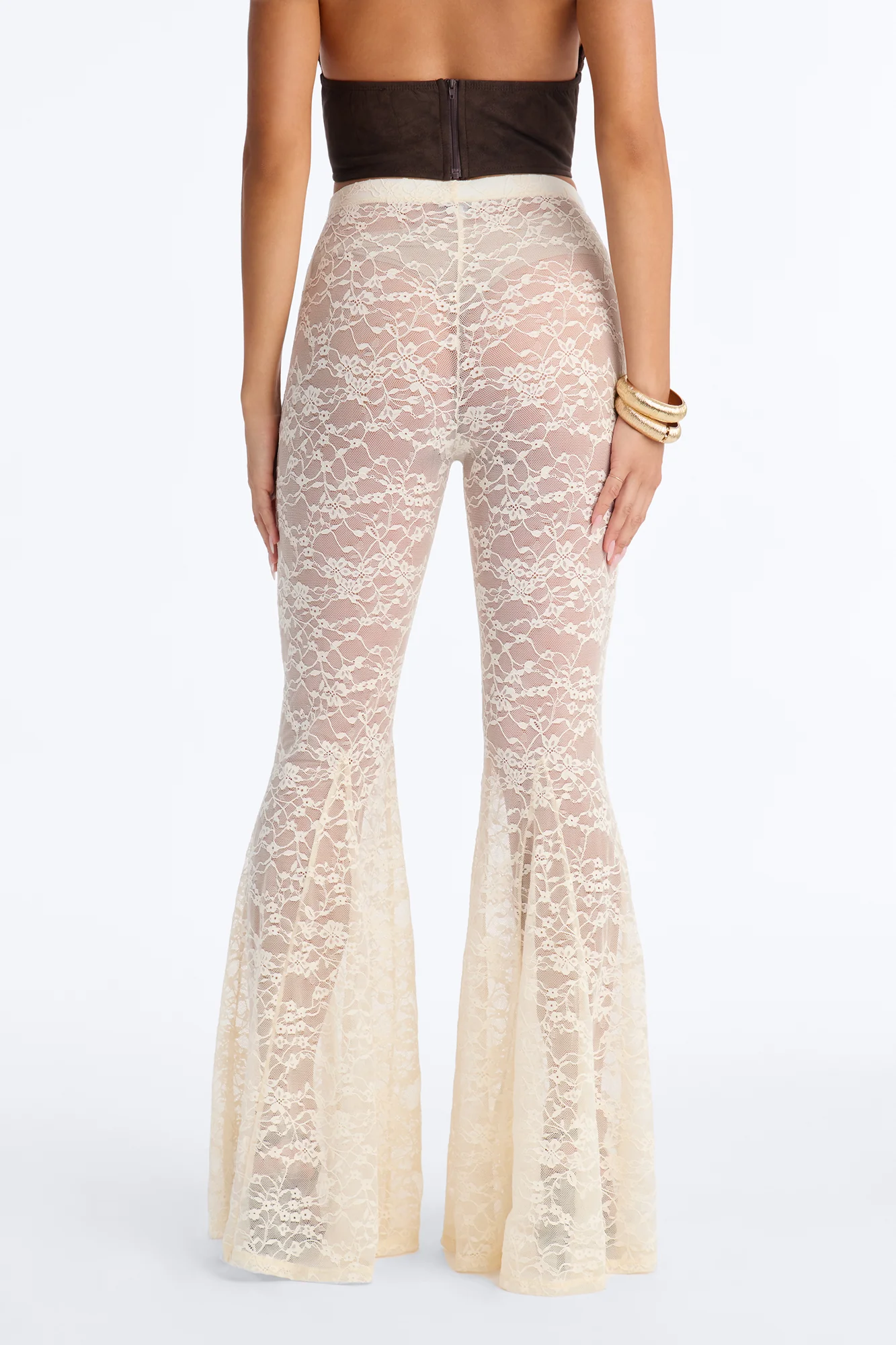 Emmalyn Lace Flare Pant - Cream - Image 5