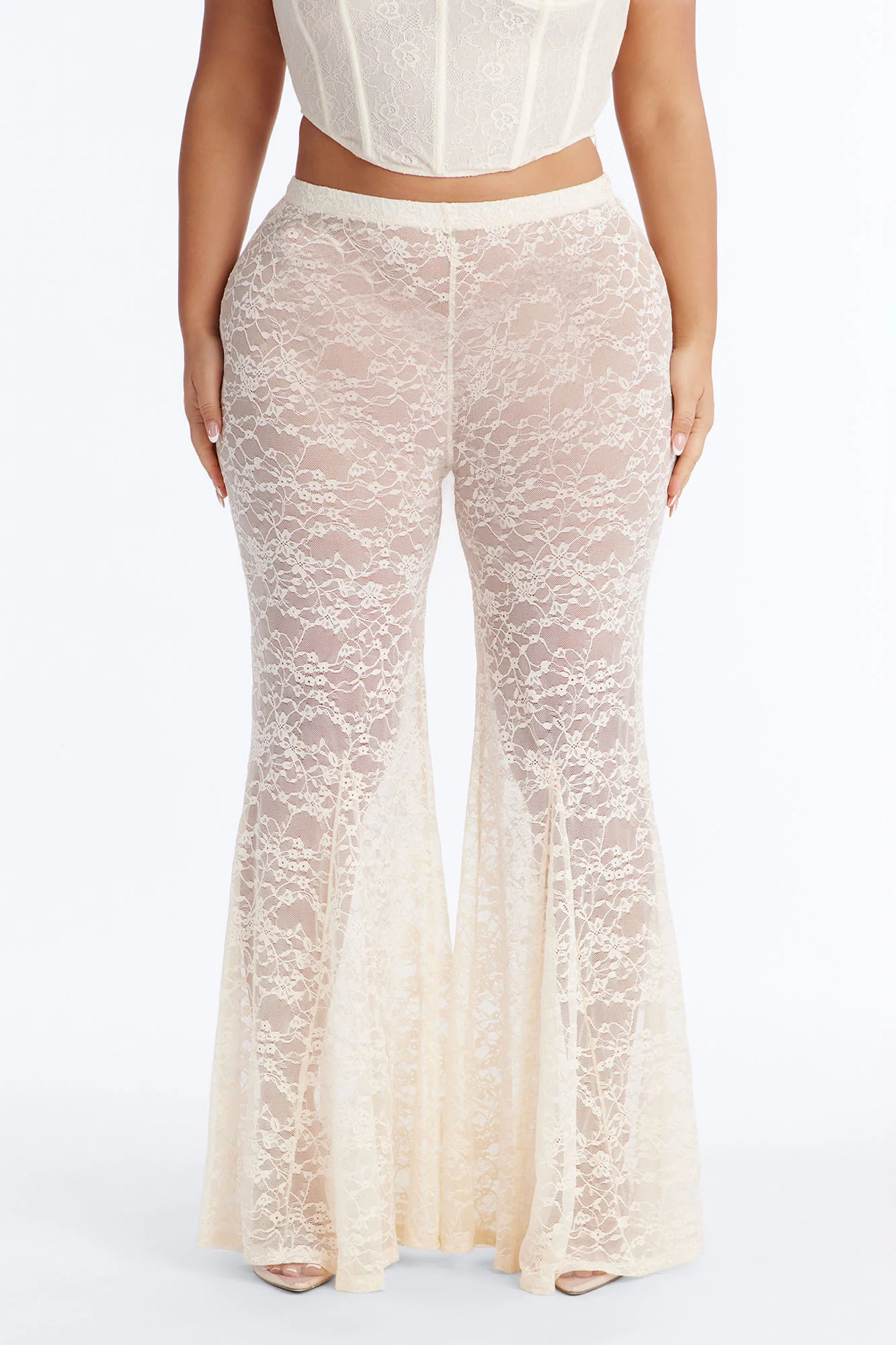 Emmalyn Lace Flare Pant - Cream - Image 7