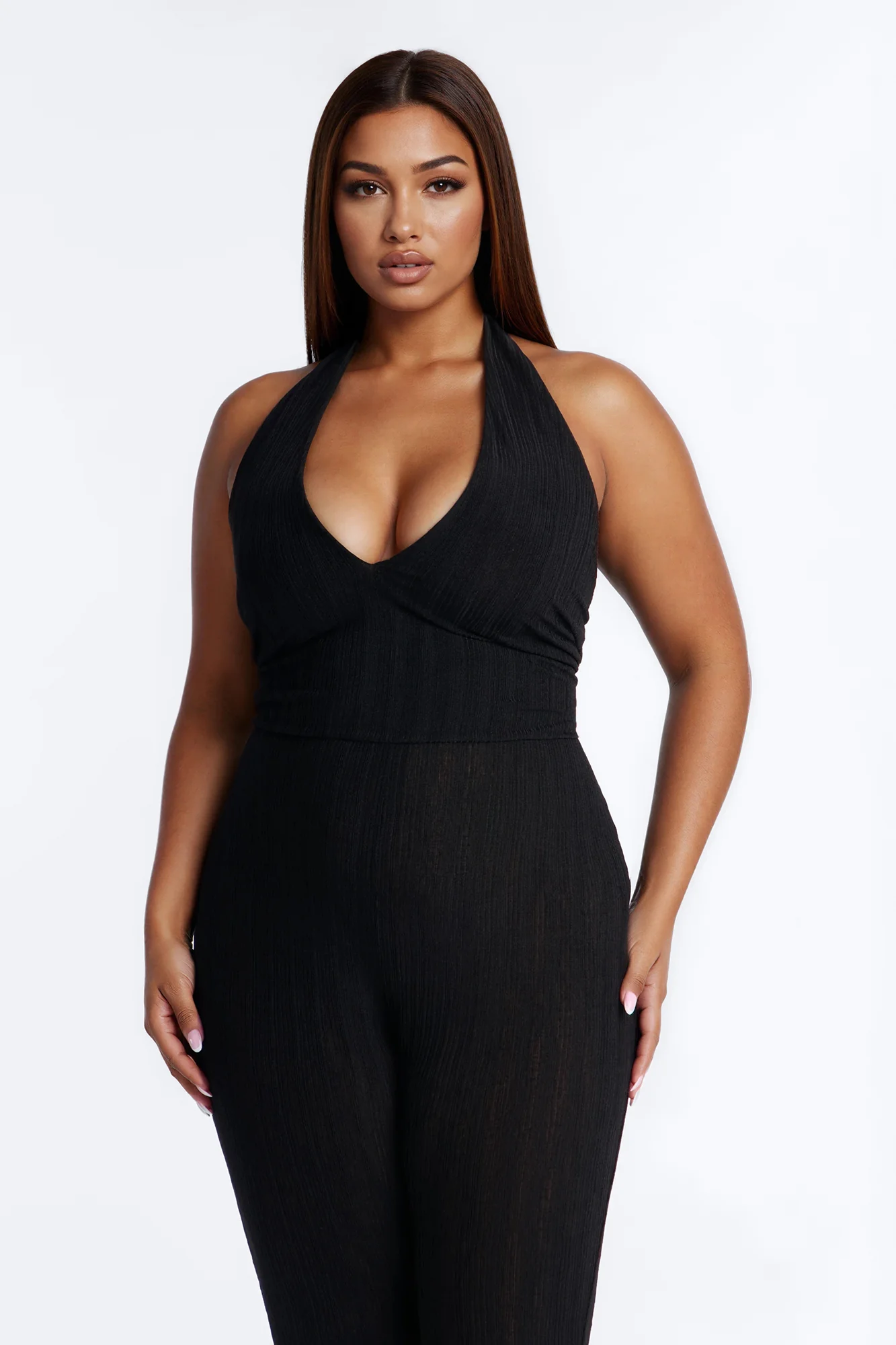 Emme Waist Tie Capri Catsuit - Black - Image 6