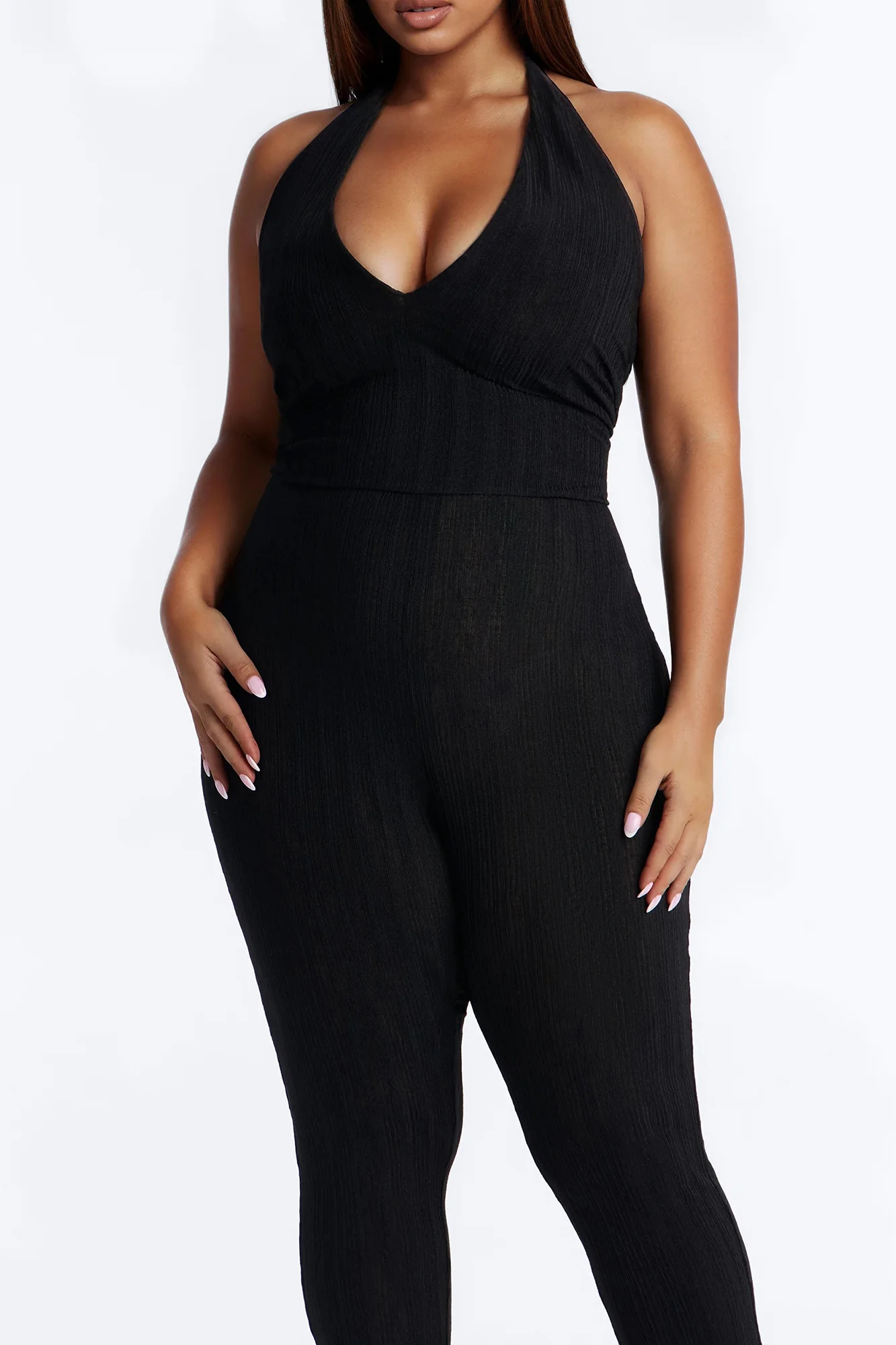 Emme Waist Tie Capri Catsuit - Black - Image 7