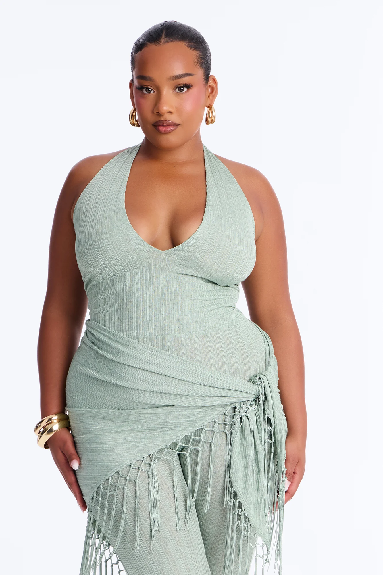 Emme Waist Tie Capri Catsuit - Sage - Image 6