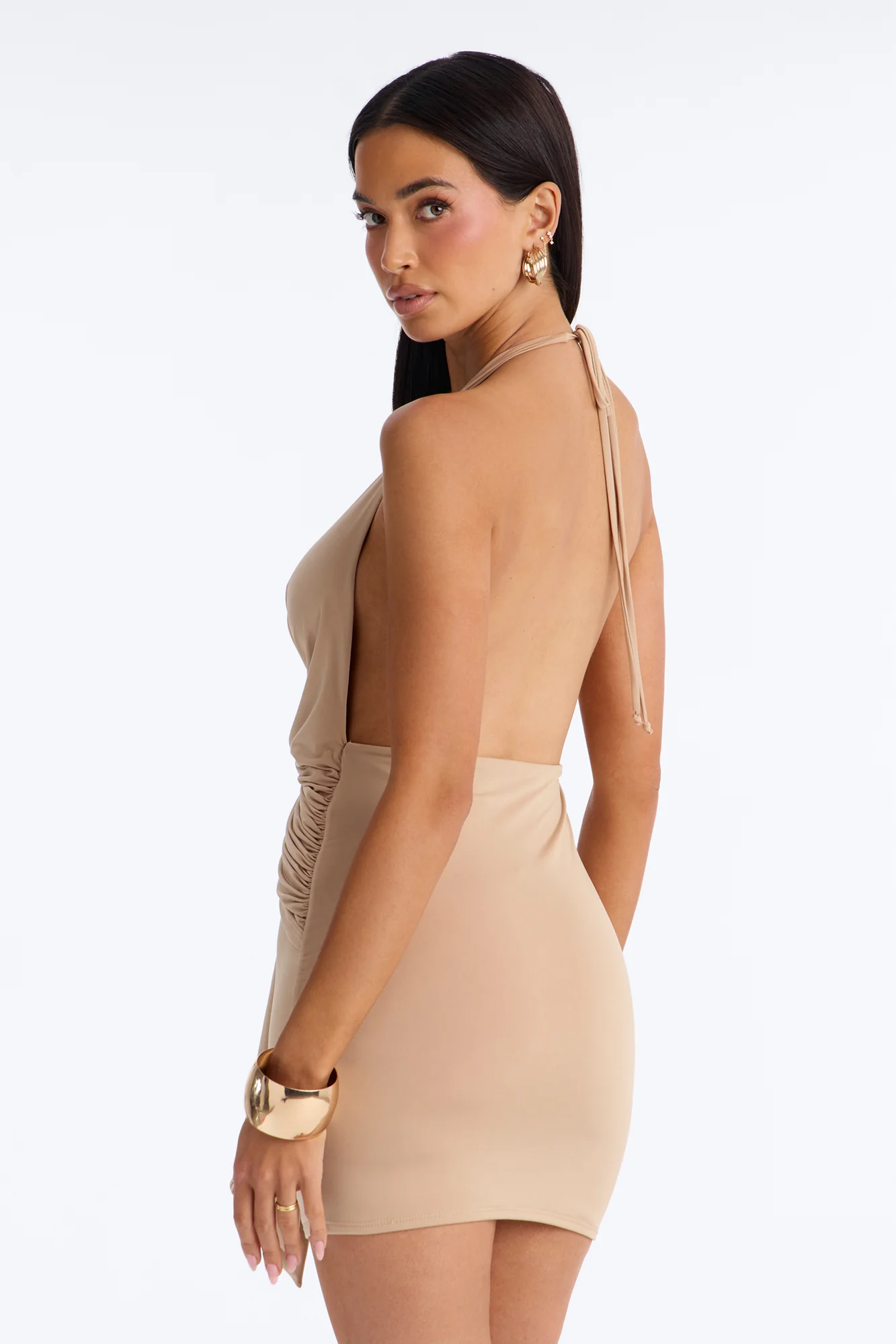 Emmeline Halter Mini Dress - Khaki - Image 4