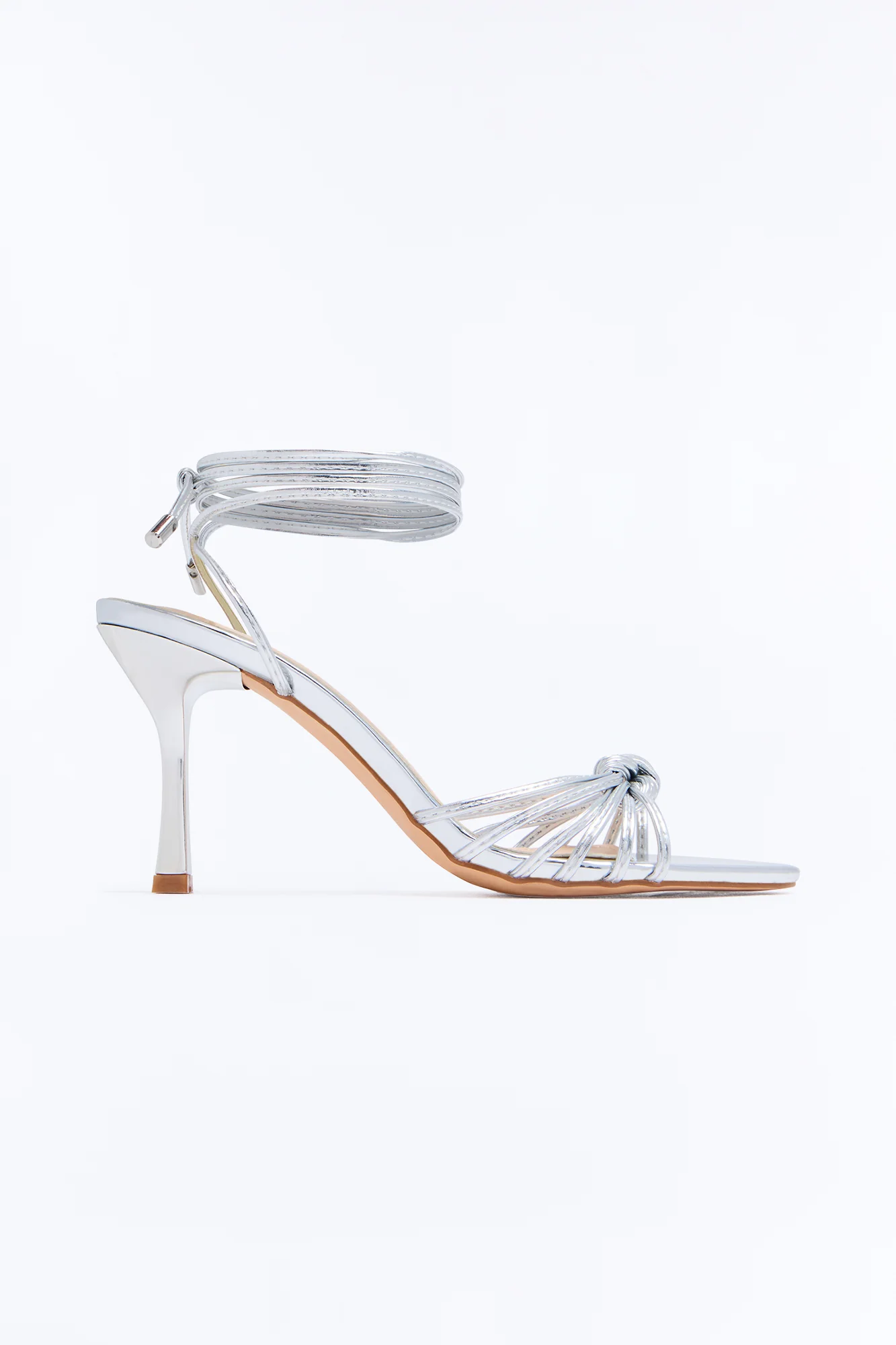 Erina Wrap Up Stiletto Heels - Silver