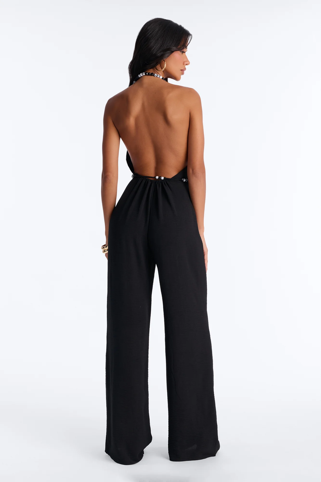 Esme Beaded Backless Jumpsuit - Black - Image 4