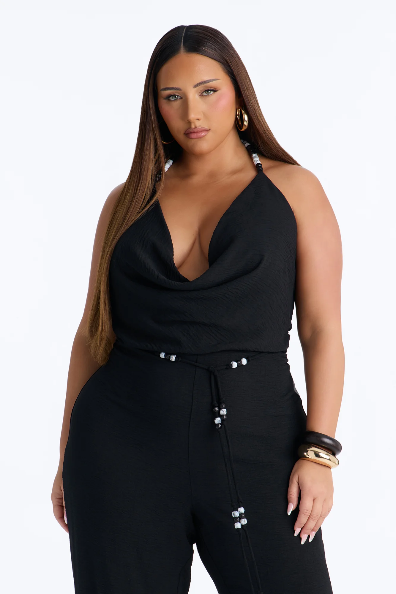 Esme Beaded Backless Jumpsuit - Black - Image 6
