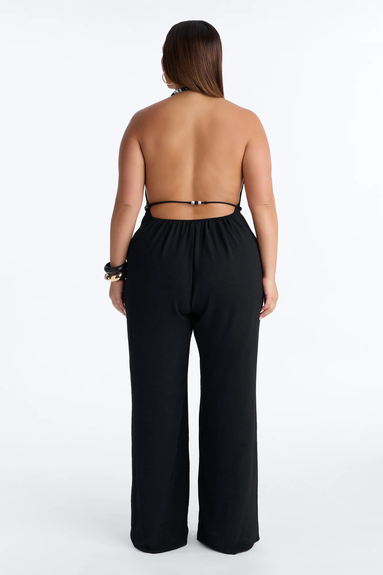 Esme Beaded Backless Jumpsuit - Black - Image 8