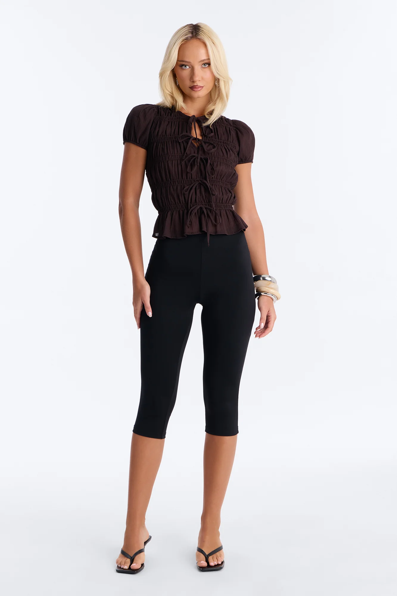 Espresso And Sunsets Ruched Airflow Top - Chocolate - Image 2