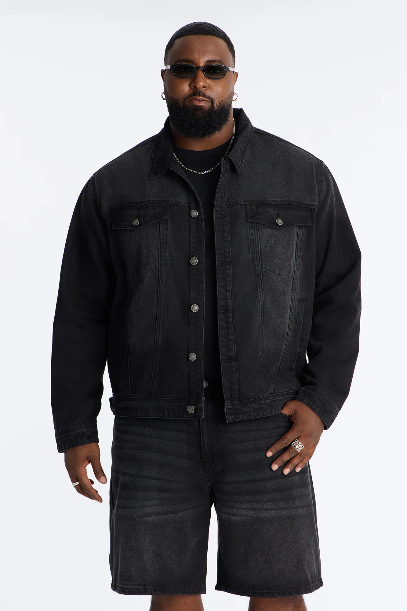 Essential Denim Trucker Jacket - Black Wash - Image 7