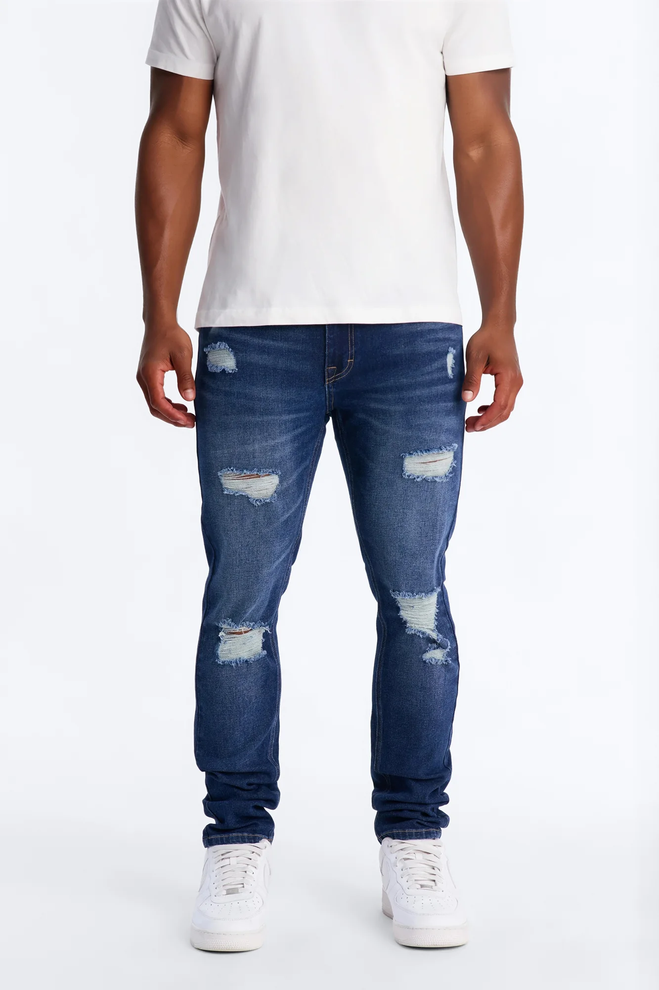 Essential Destroyed Skinny Stretch Jean - Dark Wash