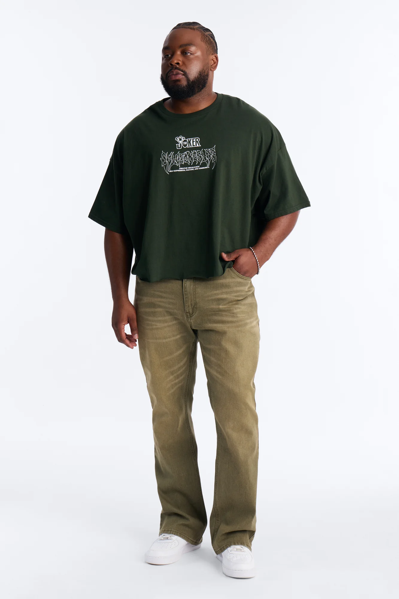 Essential Hue Stacked Skinny Flare Stretch Jean - Olive - Image 6