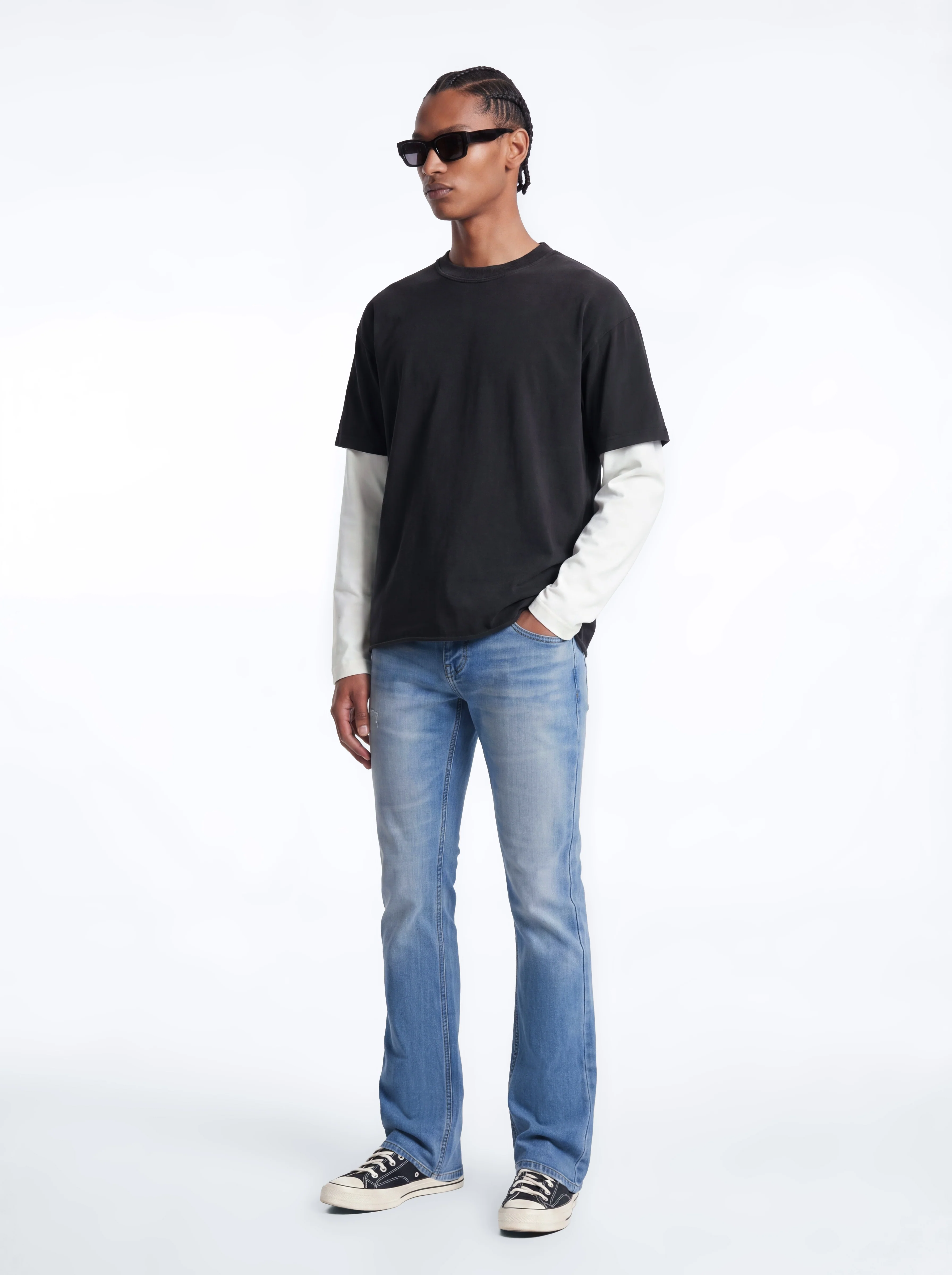 Essential Stacked Skinny Flare Stretch Jean - Medium Blue Wash