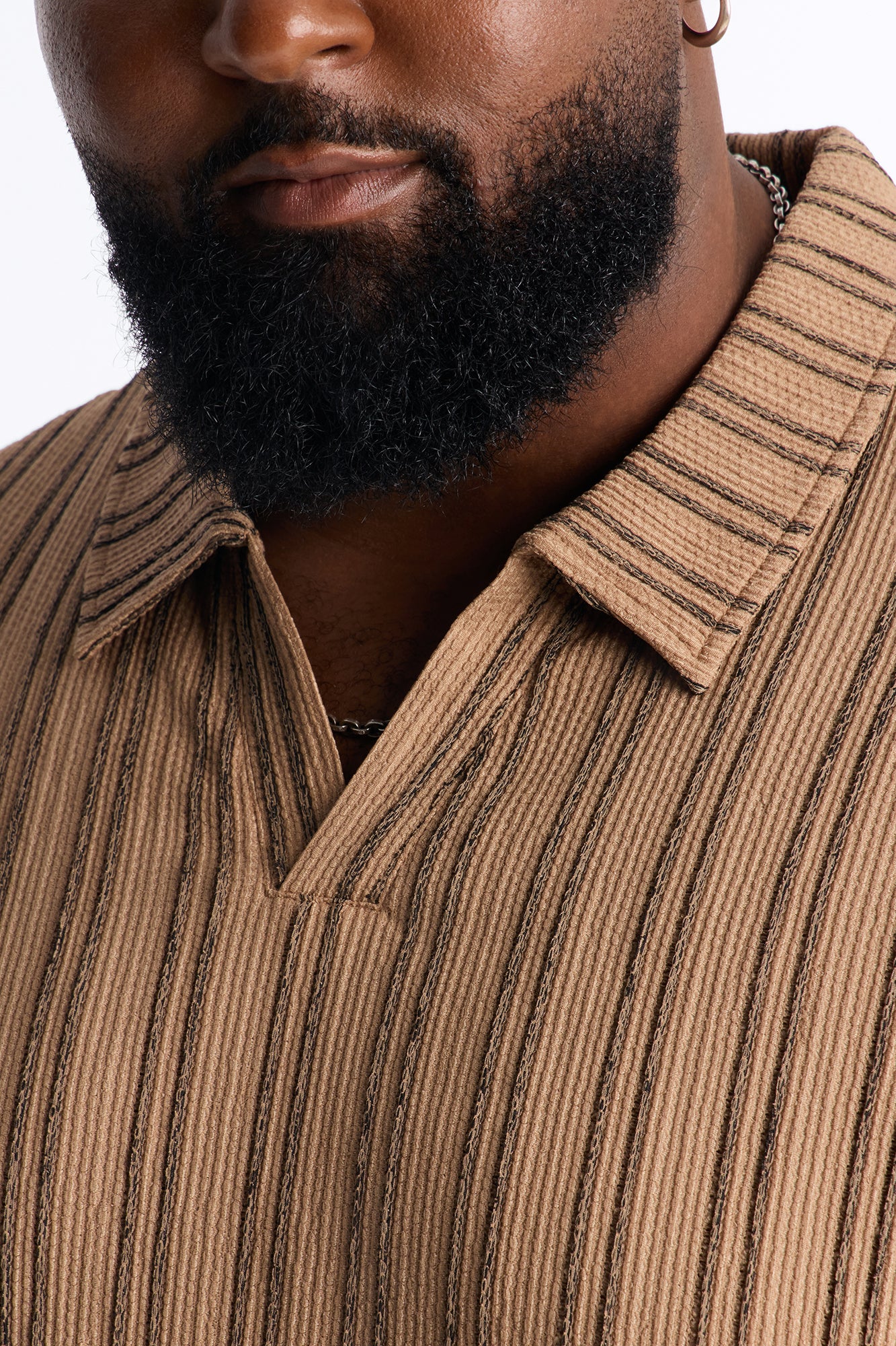 Etched Stripe Polo - LightBrown - Image 6