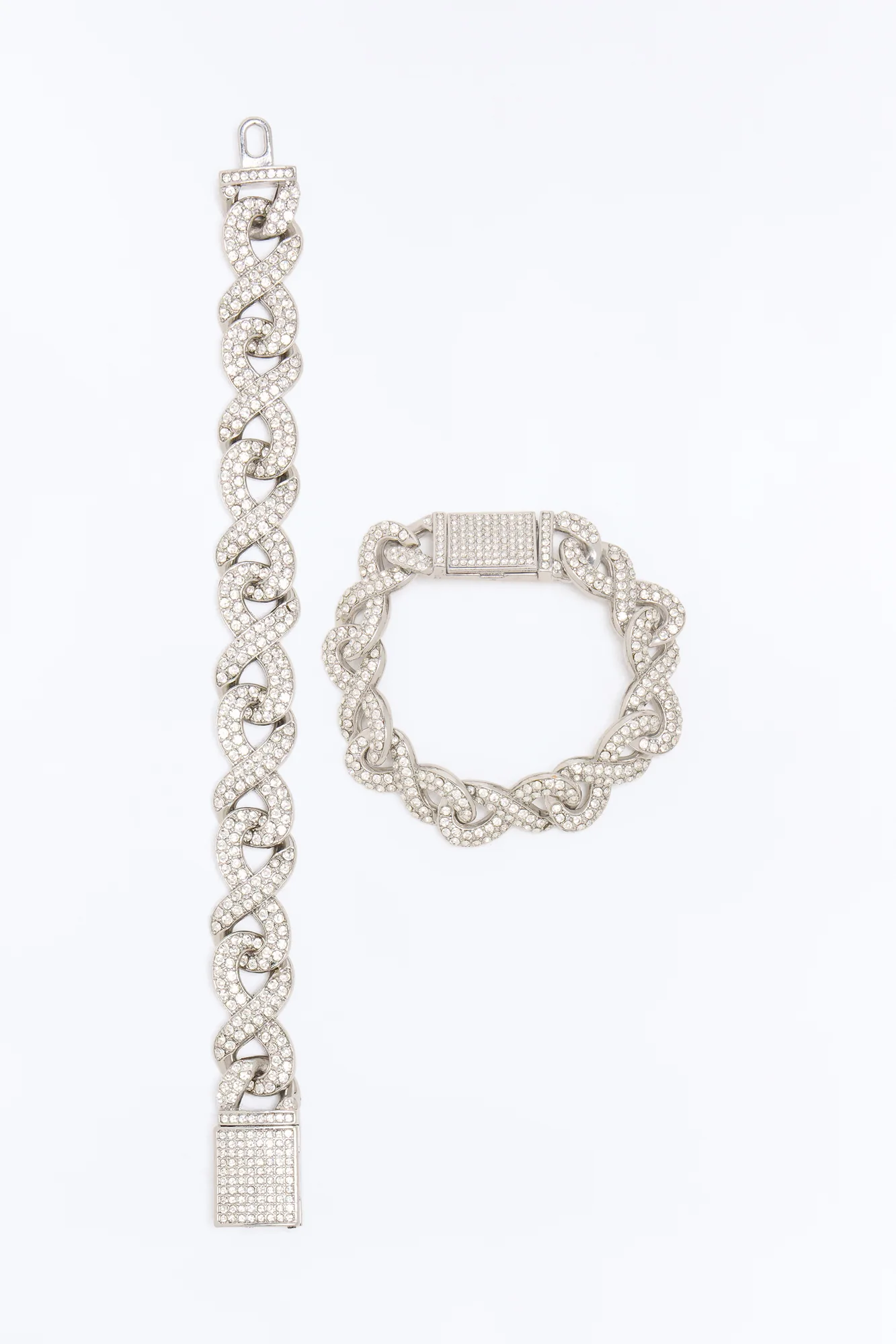 Eternal Interlocked Iced Infinity Chain Bracelet - Silver - Image 2