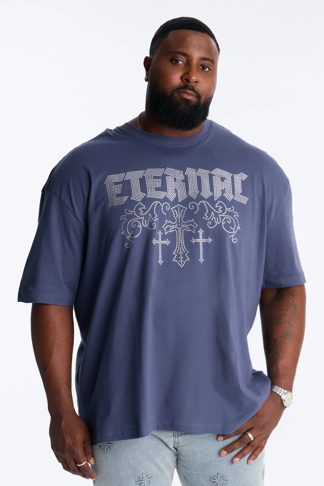 Eternal Salvation Boxy Short Sleeve Tee - Navy - Image 4
