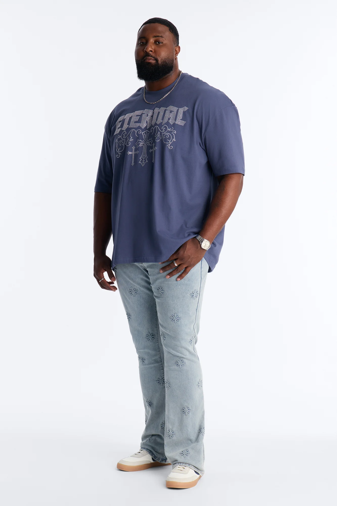 Eternal Salvation Boxy Short Sleeve Tee - Navy - Image 5