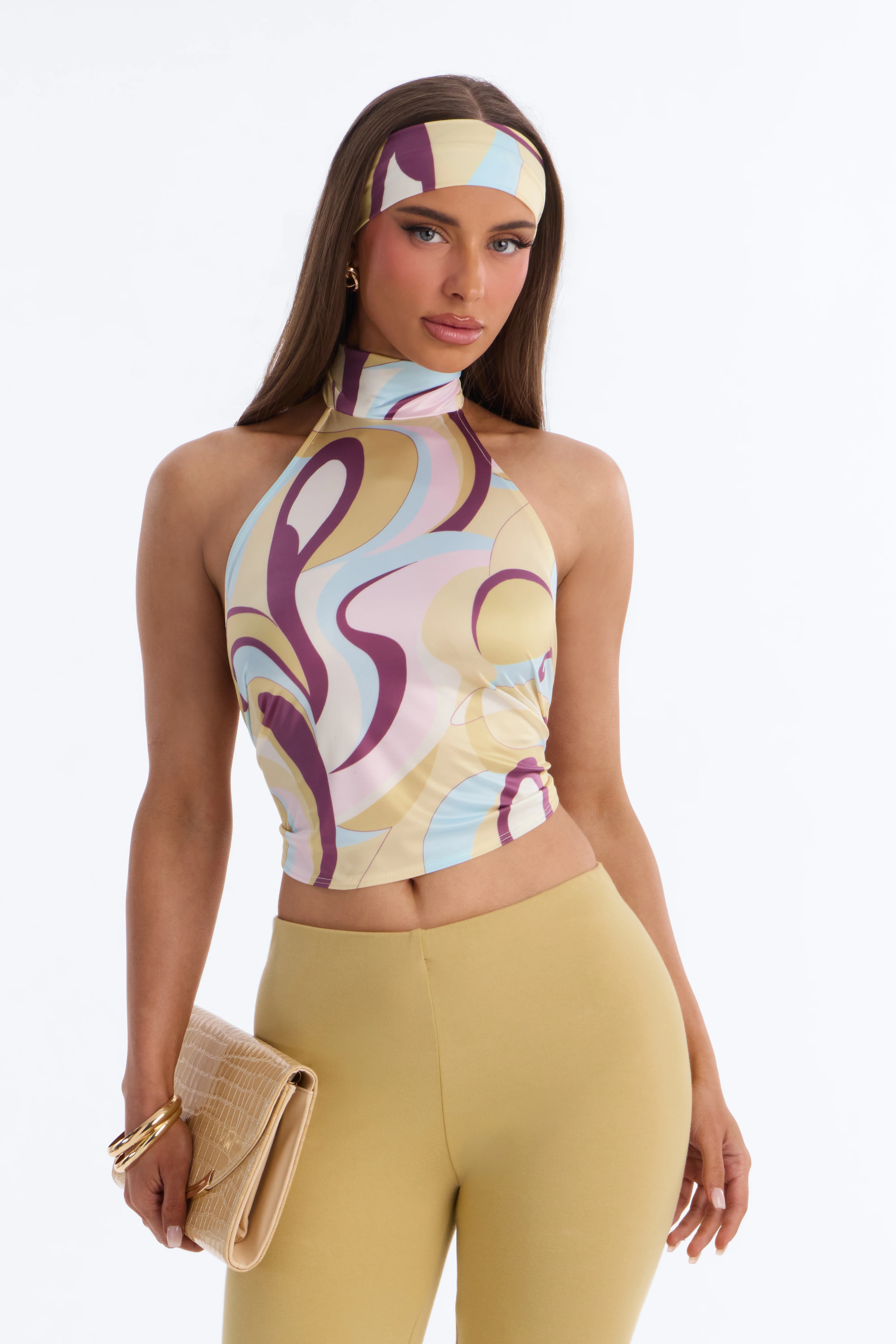Euro Escape 2 Piece Headband and Halter Top - Yellow/combo - Image 3