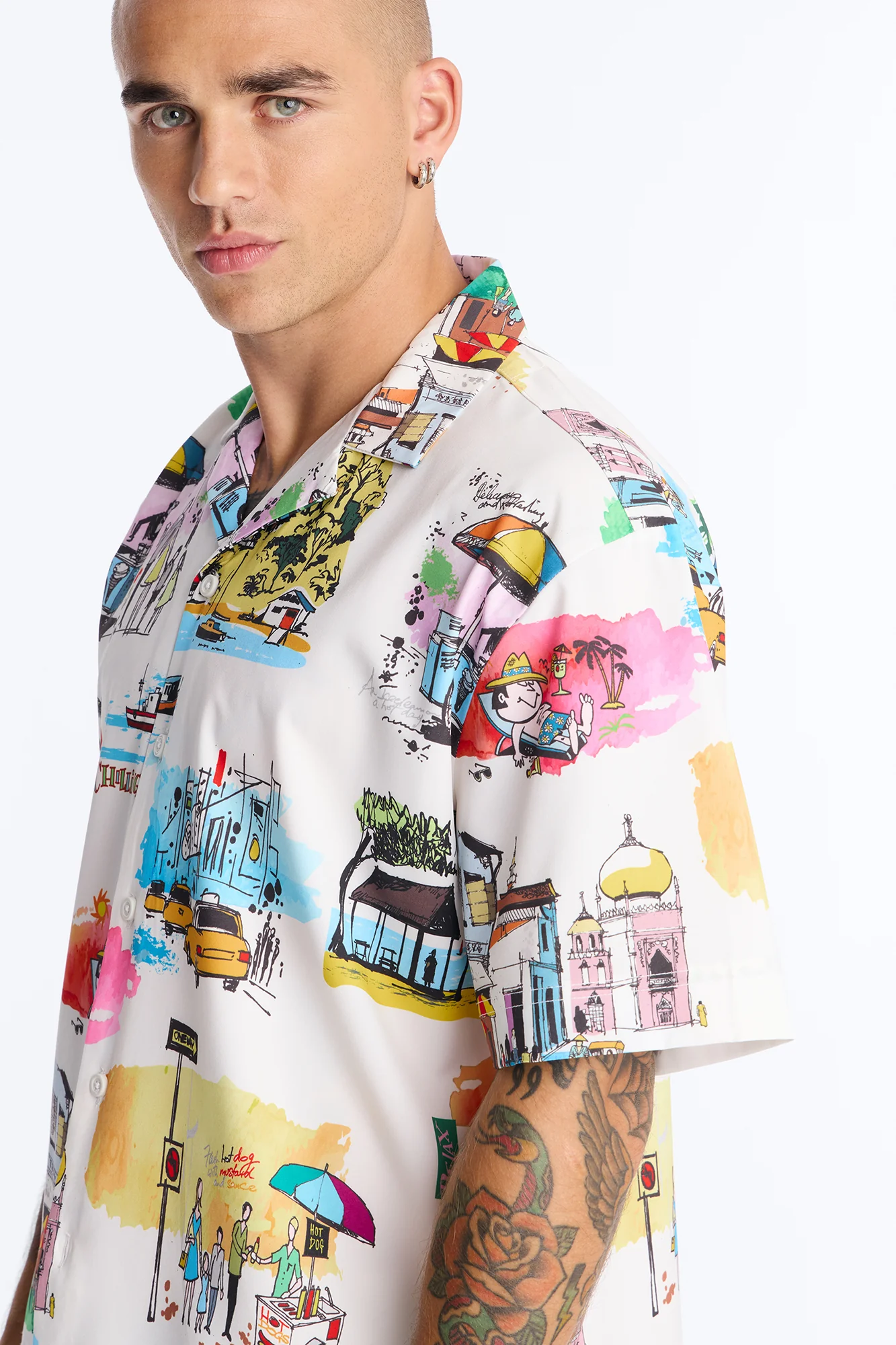 Euro Summer Cuban Collar Shirt - Multi Color - Image 3