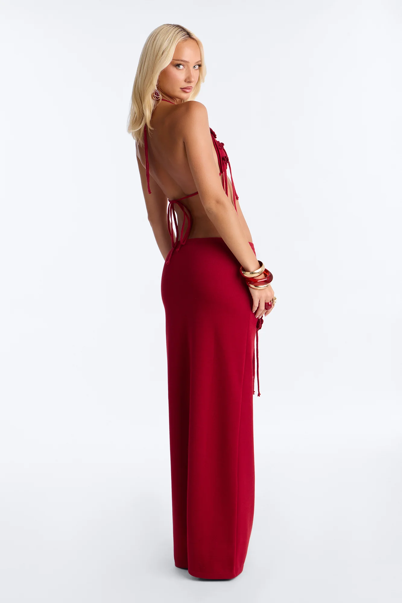 Eva Crochet Skirt Set - Burgundy - Image 4
