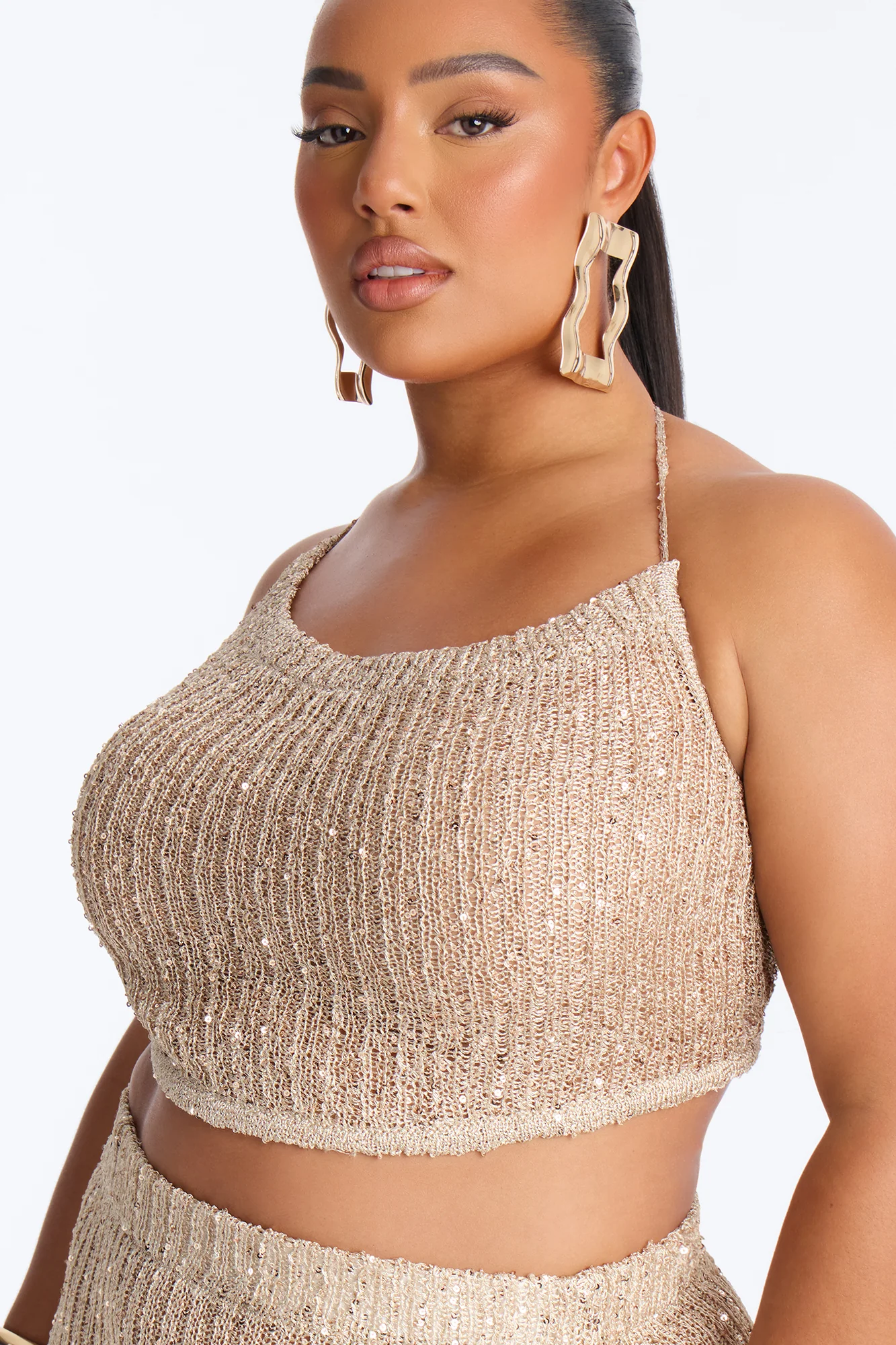 Eva Metallic Crochet Maxi Skirt Set - Gold - Image 7