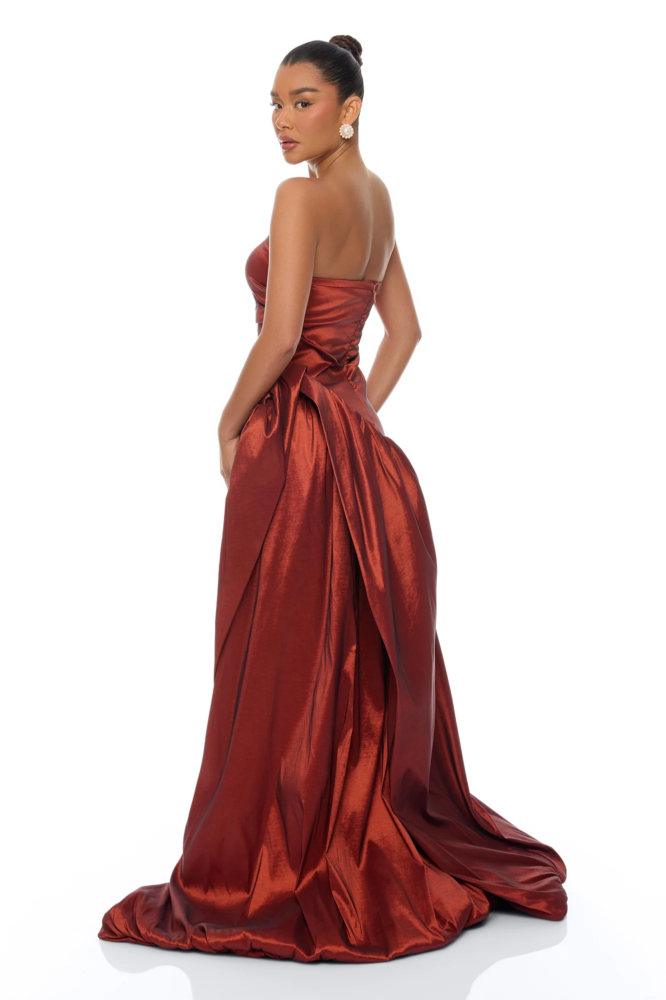 Evelina Bubble Taffeta Gown - Rust - Image 3