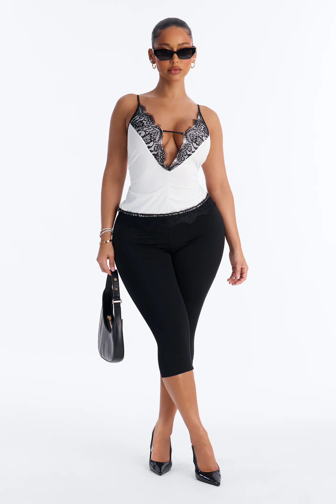 Evening Allure Lace Trim Tank Top - Cream/combo - Image 2