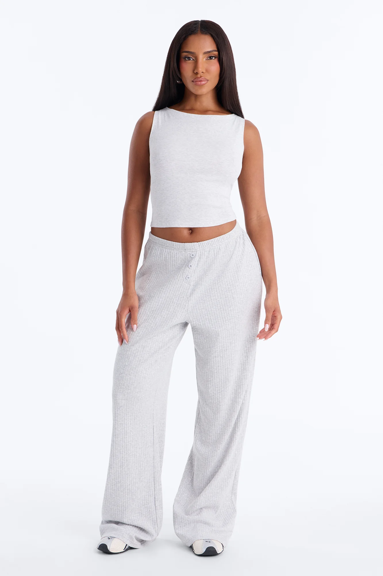 Everyday Chill Ribbed Lounge Pant - Heather Grey