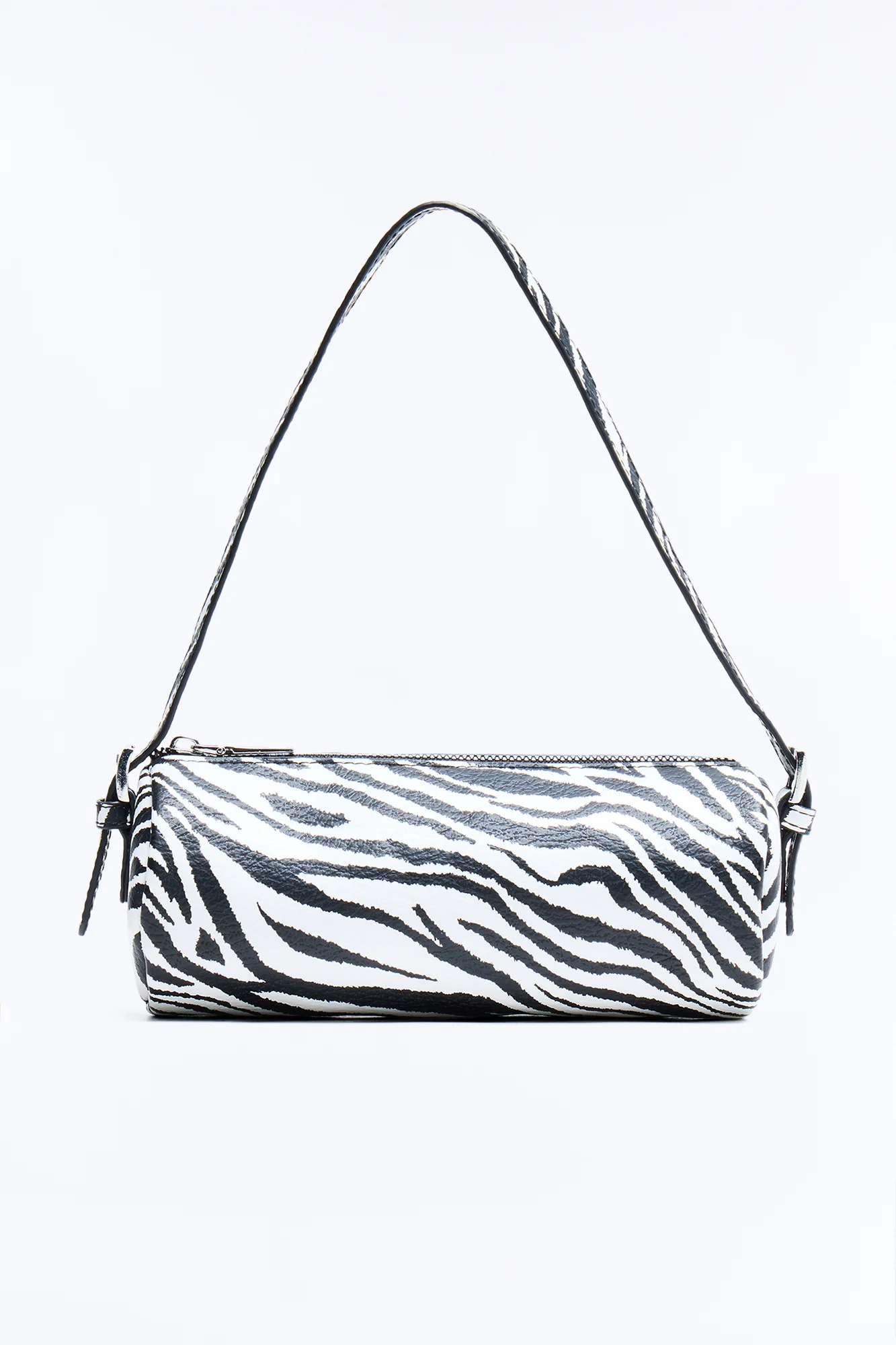 Everyday Essential Faux Leather Shoulder Handbag - Black/White - Image 3