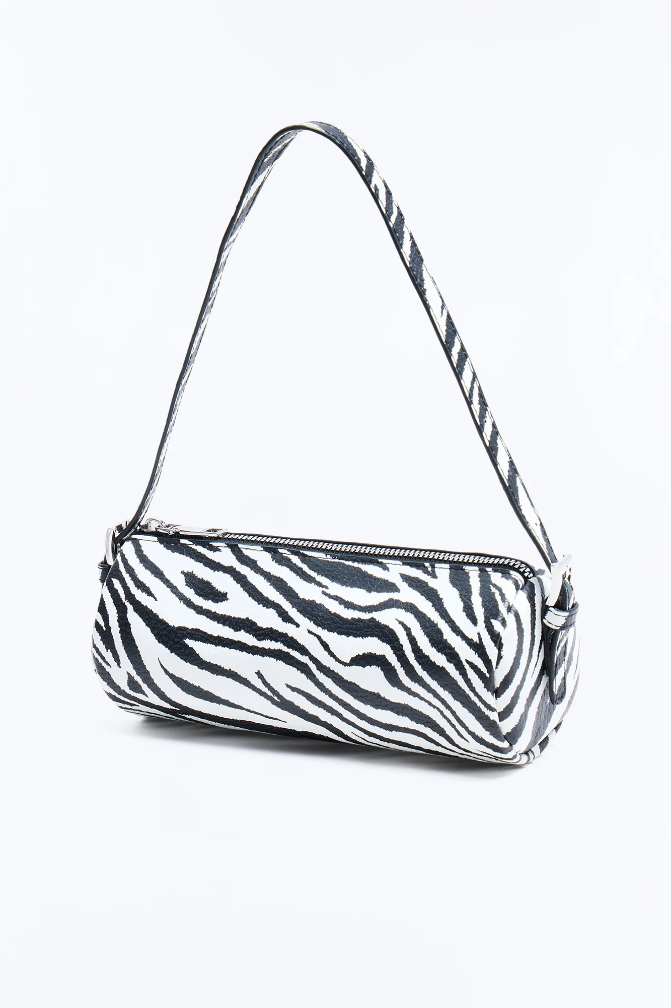 Everyday Essential Faux Leather Shoulder Handbag - Black/White - Image 4