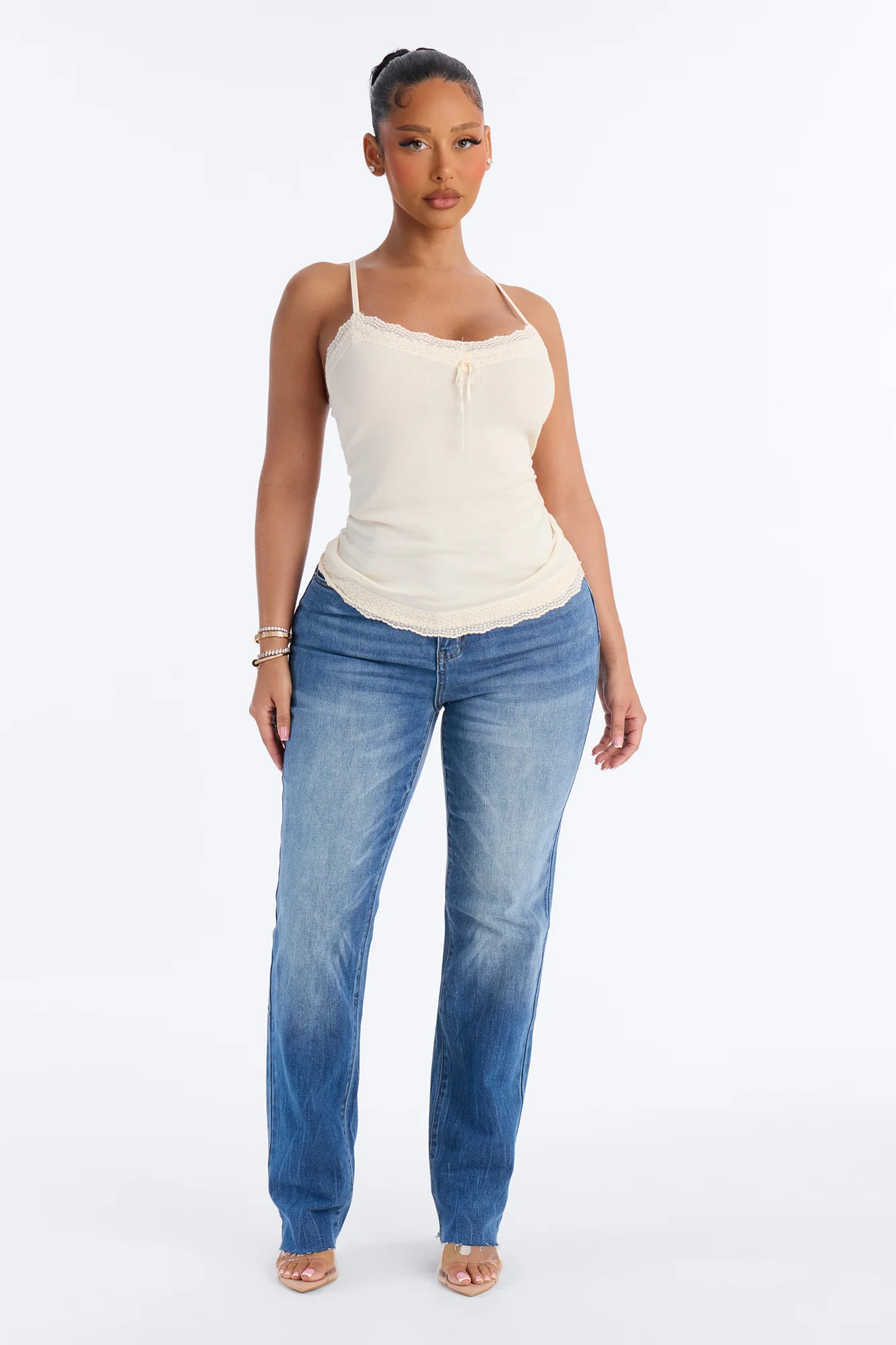 Everyday Lace Trim Cami Top - Ivory - Image 2