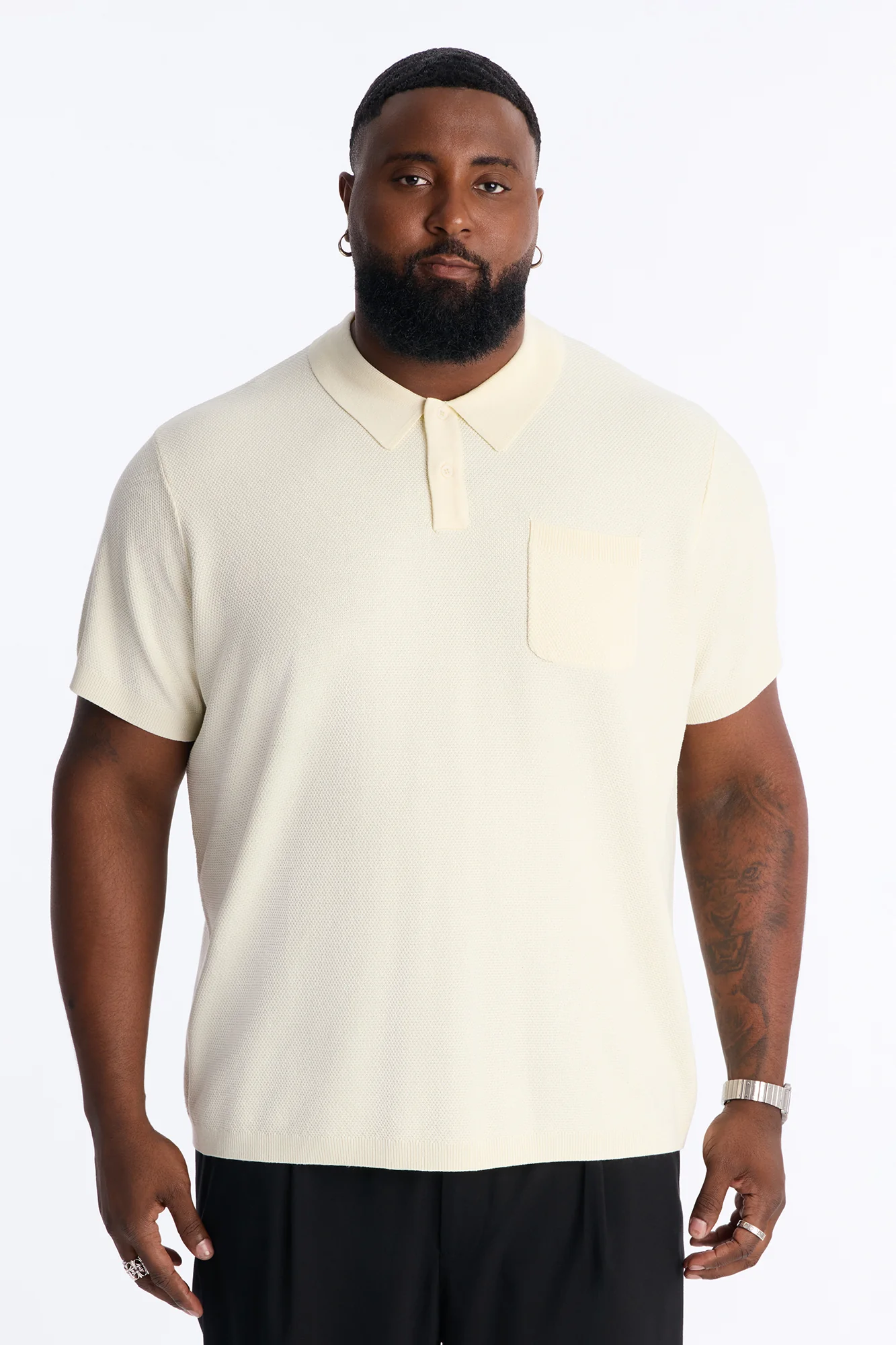 Everyday Pocket Pique Polo - Cream - Image 5