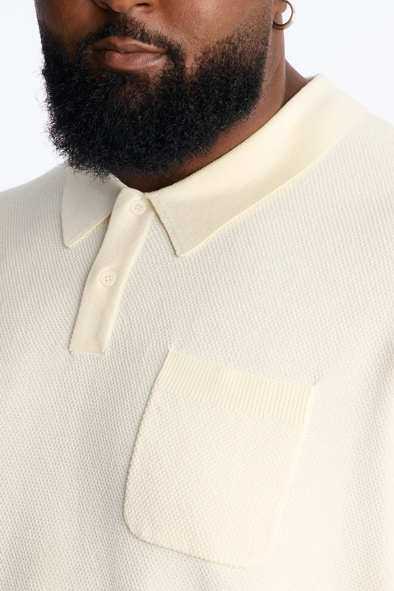 Everyday Pocket Pique Polo - Cream - Image 7