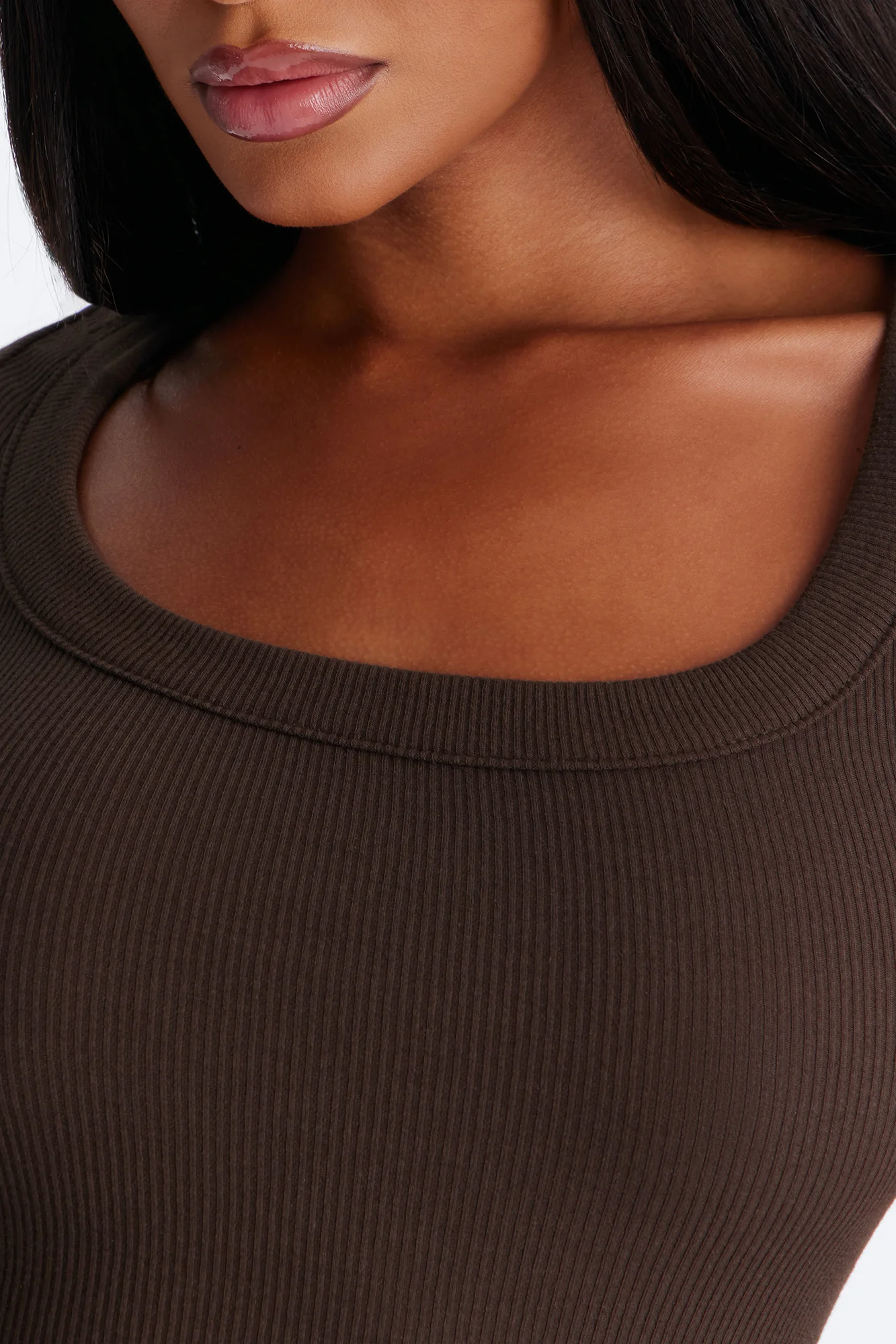 Everyday Ribbed Cap Sleeve Baby Tee - Brown - Image 3