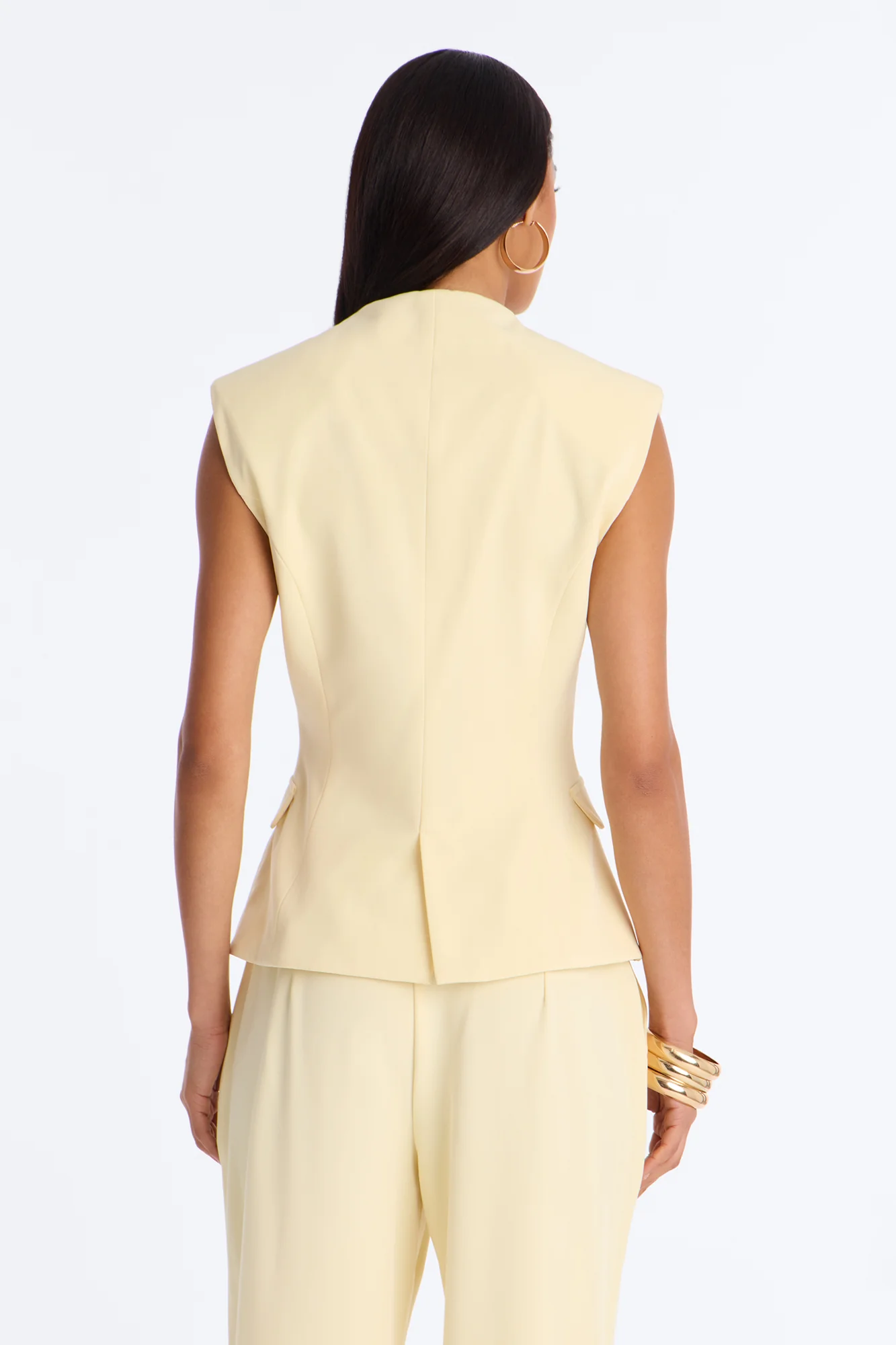 Everything in Order Double Breasted Sleeveless Fitted Blazer - Butter Yellow - Image 4