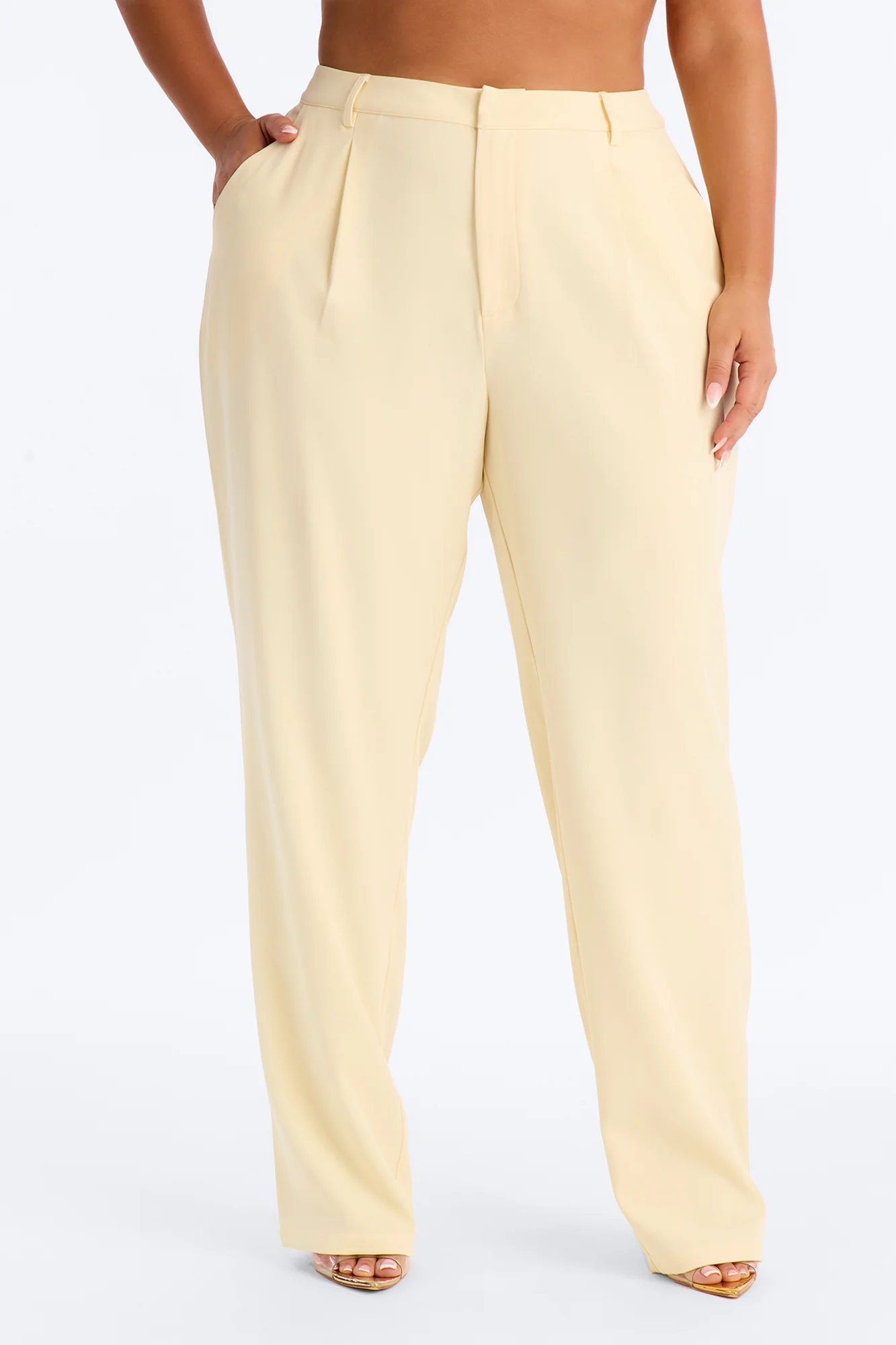 Everything in Order Pleated Straight Leg Trouser - Butter Yellow - Image 5