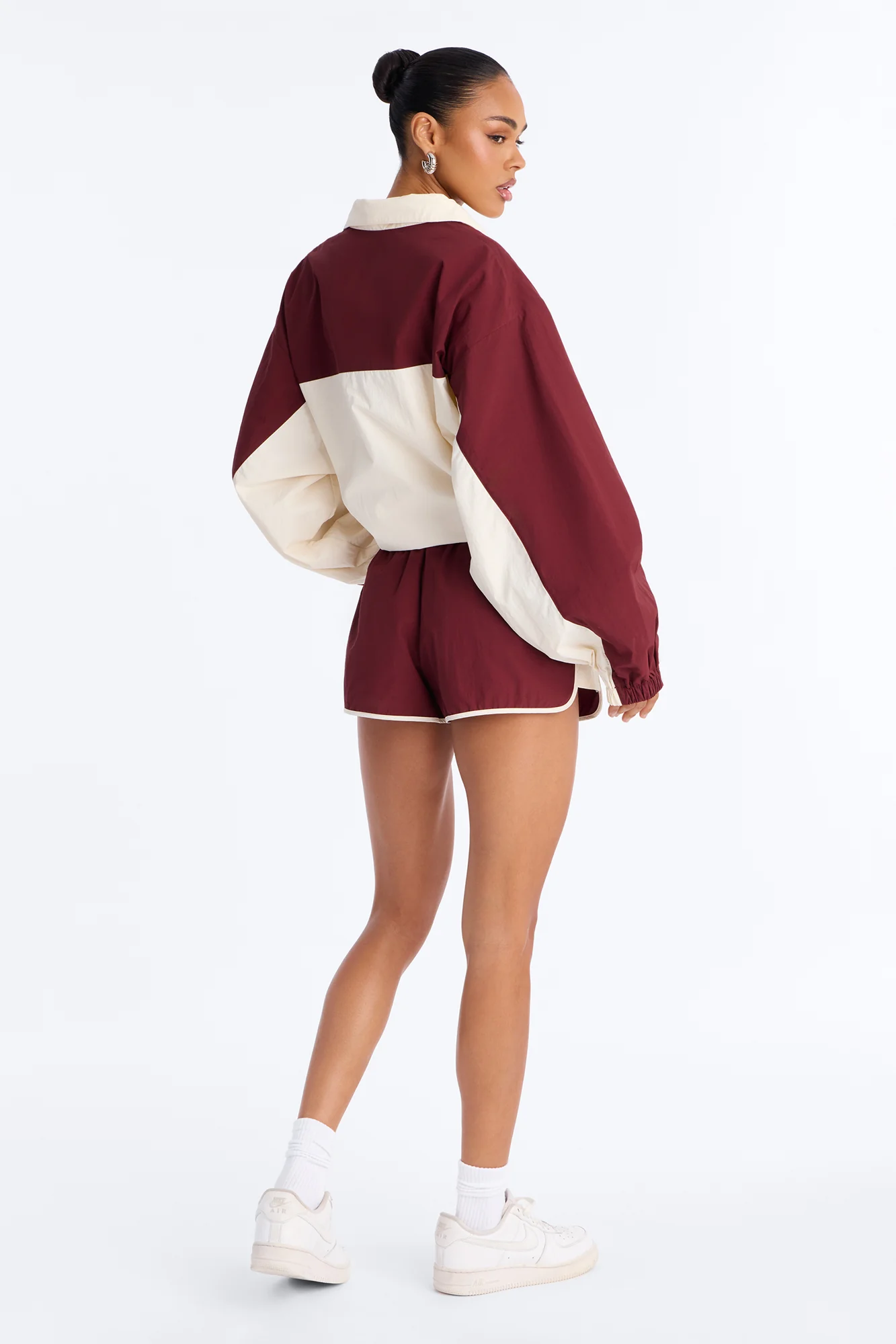 Extra Mile Color Block Windbreaker Short - Burgundy - Image 3