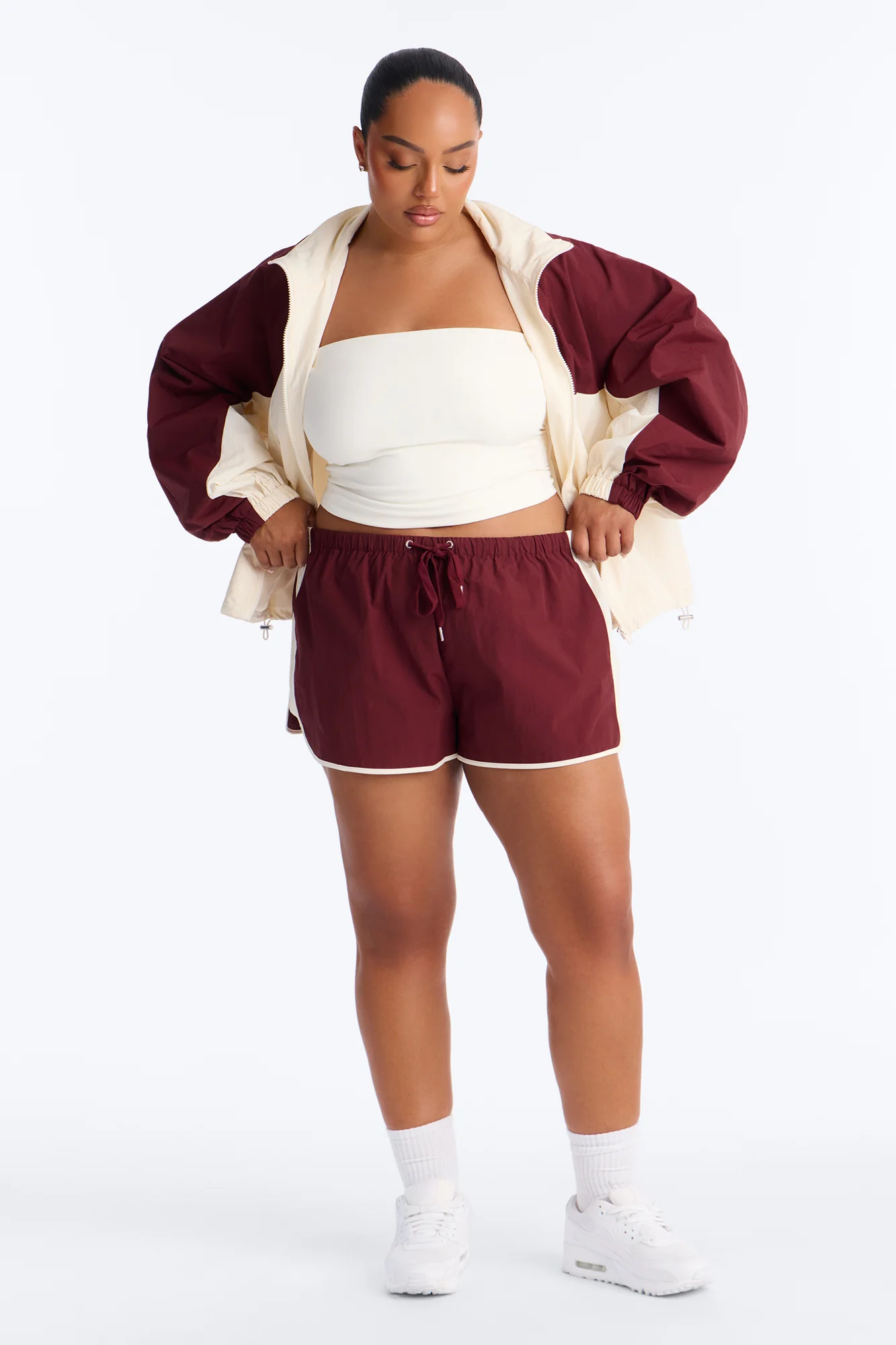 Extra Mile Color Block Windbreaker Short - Burgundy - Image 5