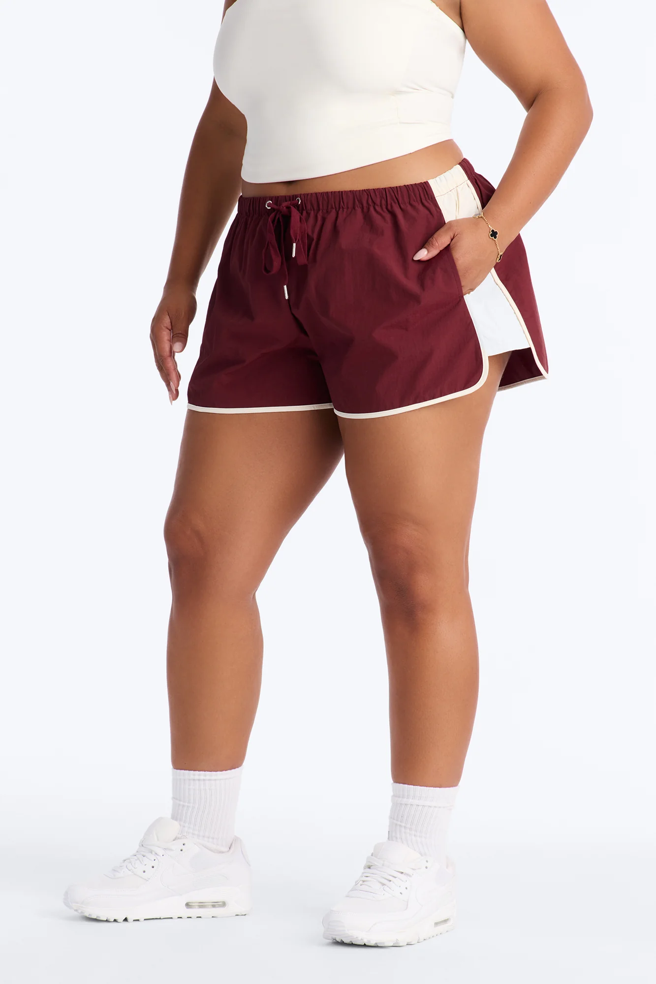 Extra Mile Color Block Windbreaker Short - Burgundy - Image 6