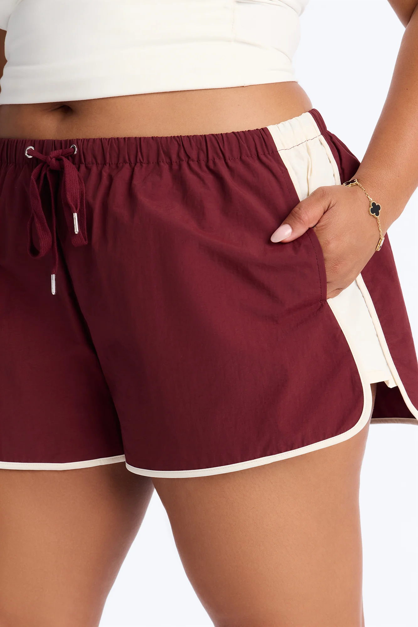 Extra Mile Color Block Windbreaker Short - Burgundy - Image 7