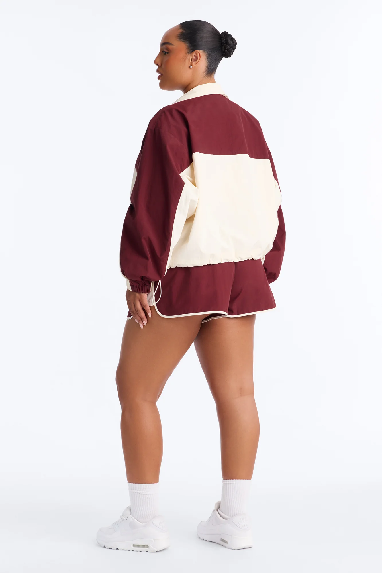 Extra Mile Color Block Windbreaker Short - Burgundy - Image 9